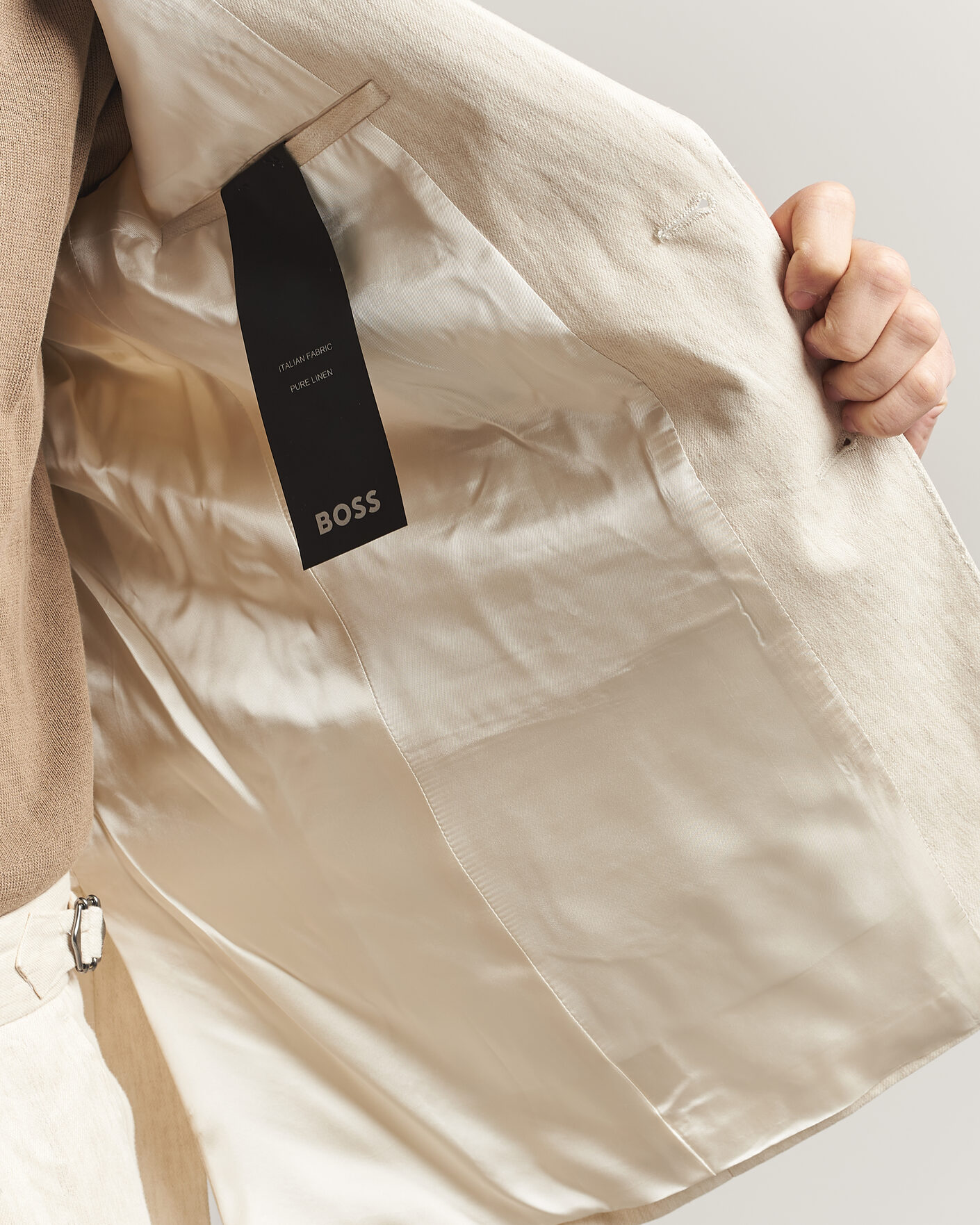 Heren | Blazers | BOSS BLACK | Hutson Linen Suit Blazer Open Beige