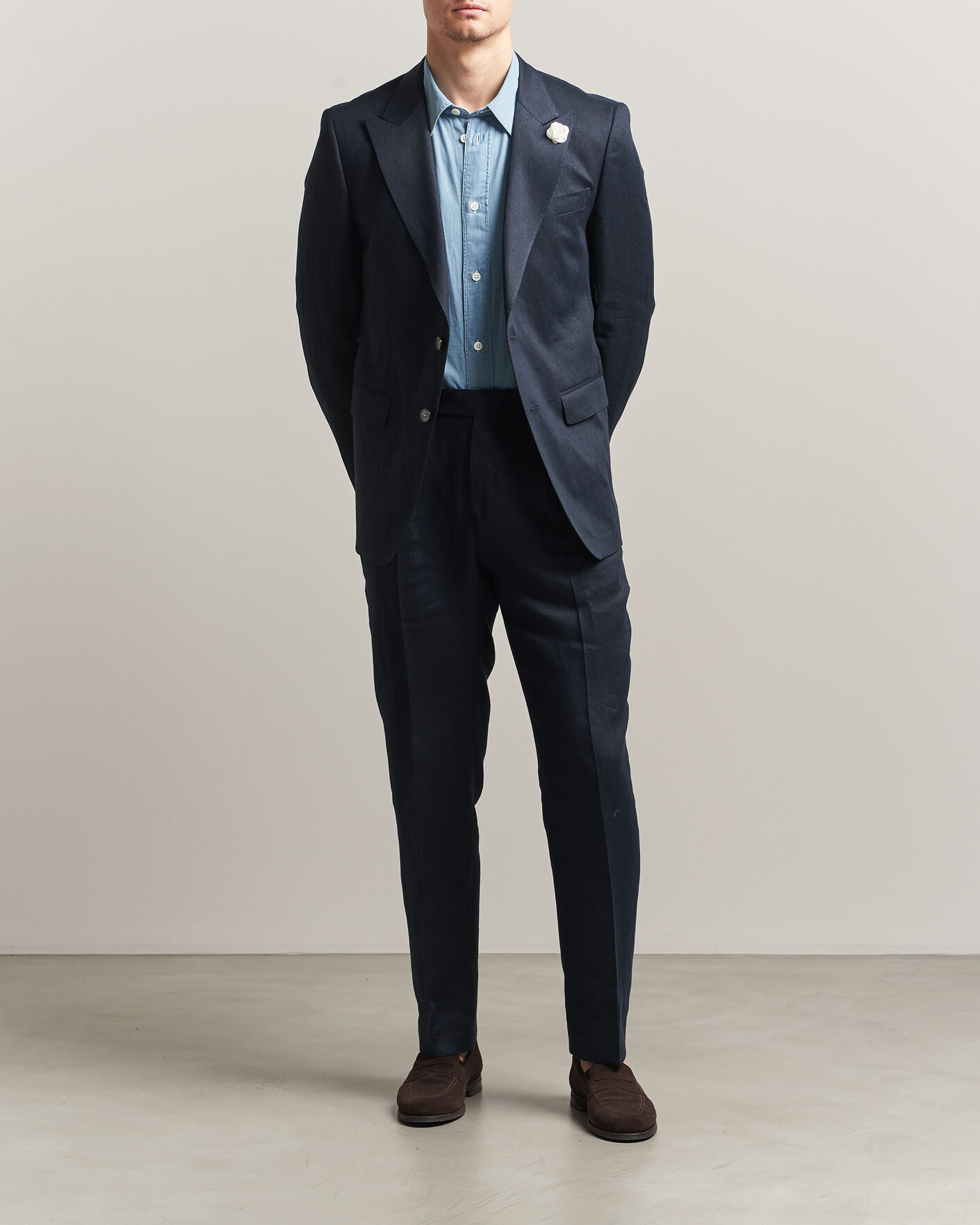 Heren | Blazers | BOSS BLACK | Hutson Linen Suit Blazer Dark Blue