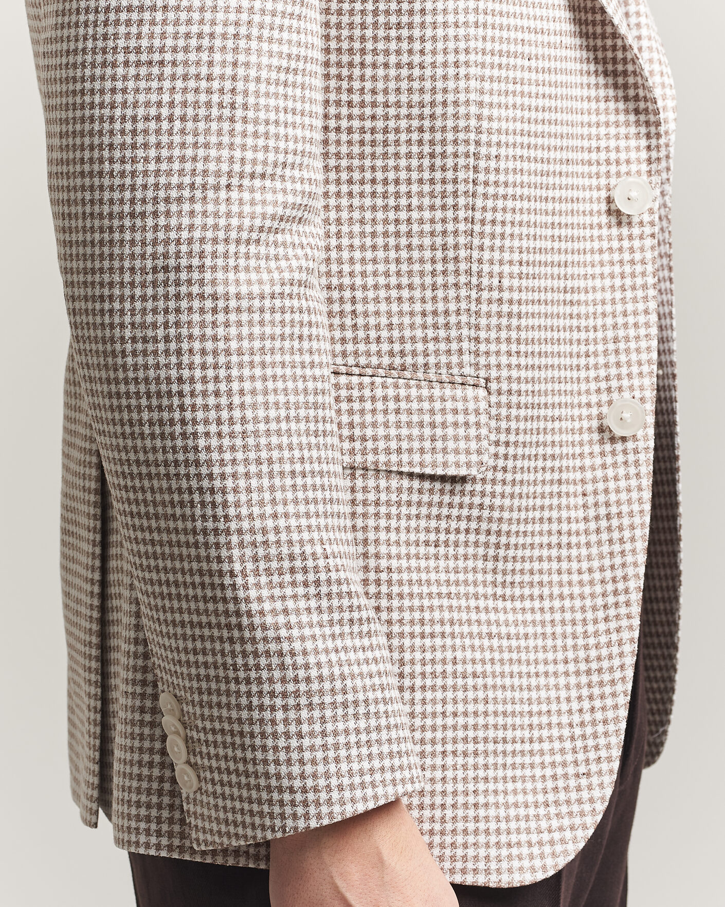 Heren | Blazers | BOSS BLACK | Hutson Linen/Cotton Houndstooth Blazer Open Beige