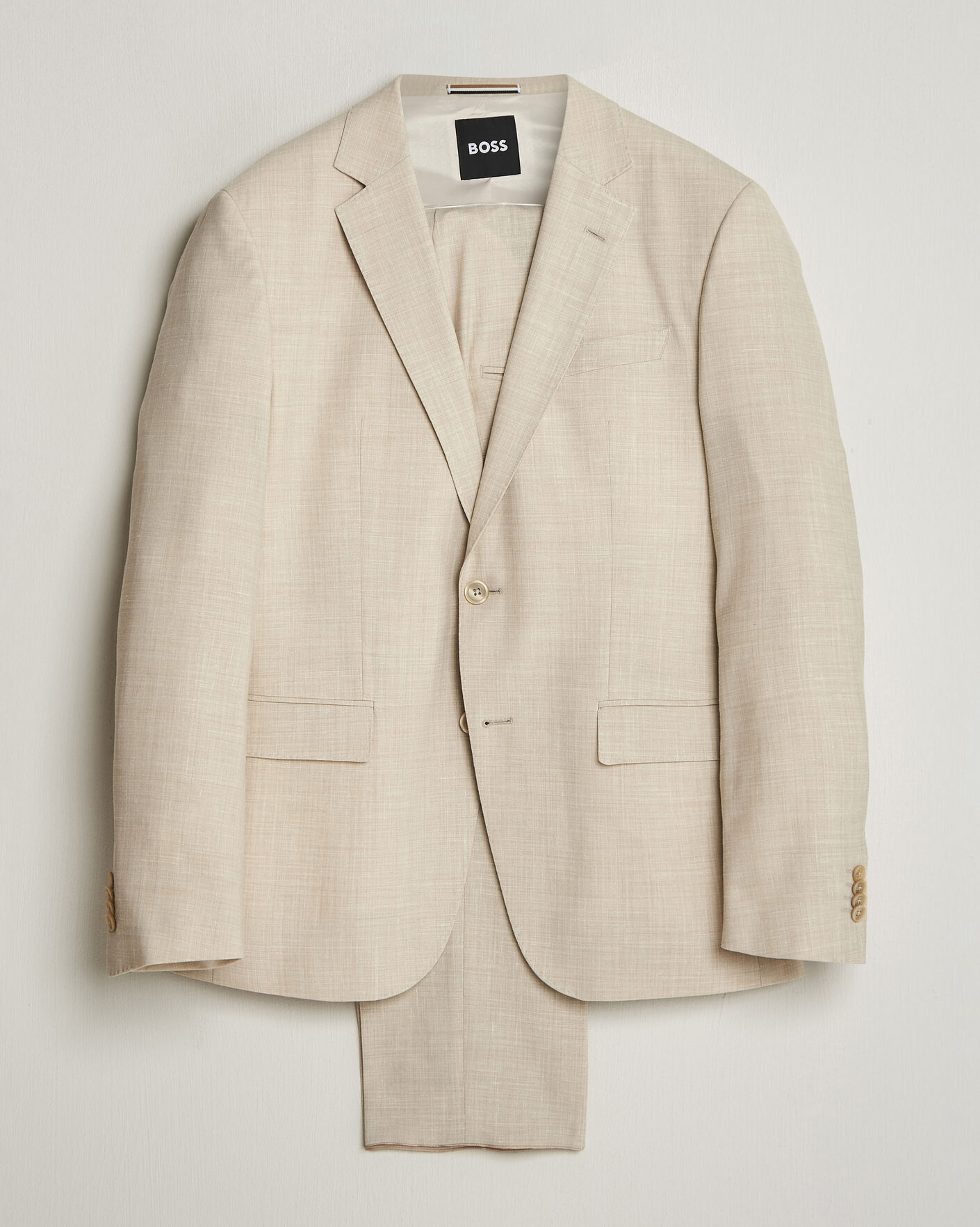 Heren | Pakken | BOSS BLACK | Huge Wool/Linen Suit Open Beige