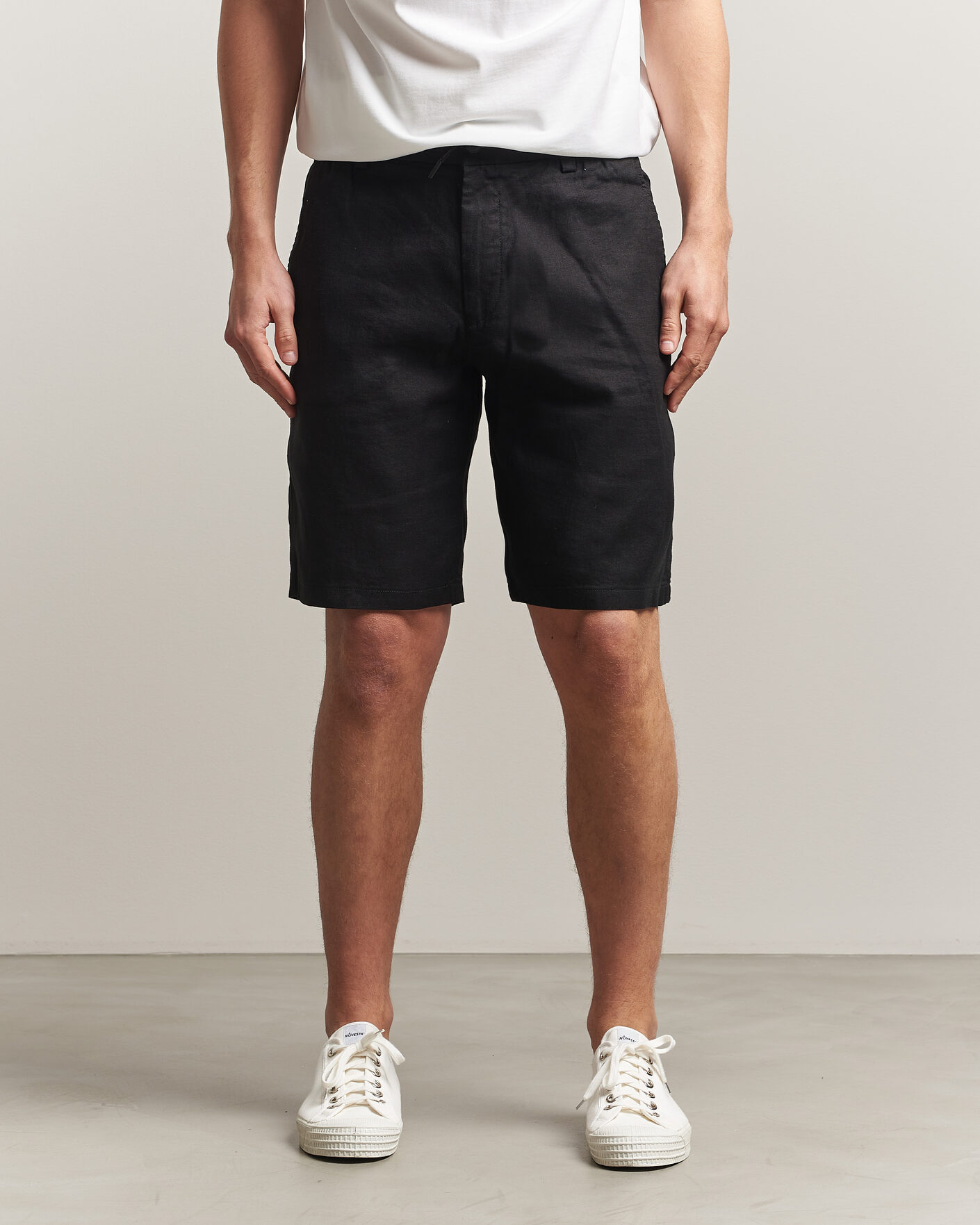 Homme | Shorts | BOSS ORANGE | Tapered Linen Drawstring Shorts Black