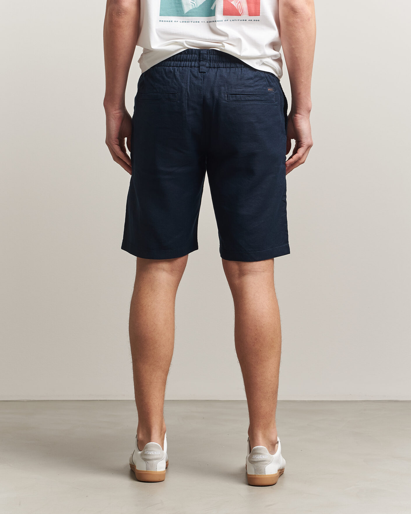Heren | Korte broek | BOSS ORANGE | Tapered Linen Drawstring Shorts Dark Blue