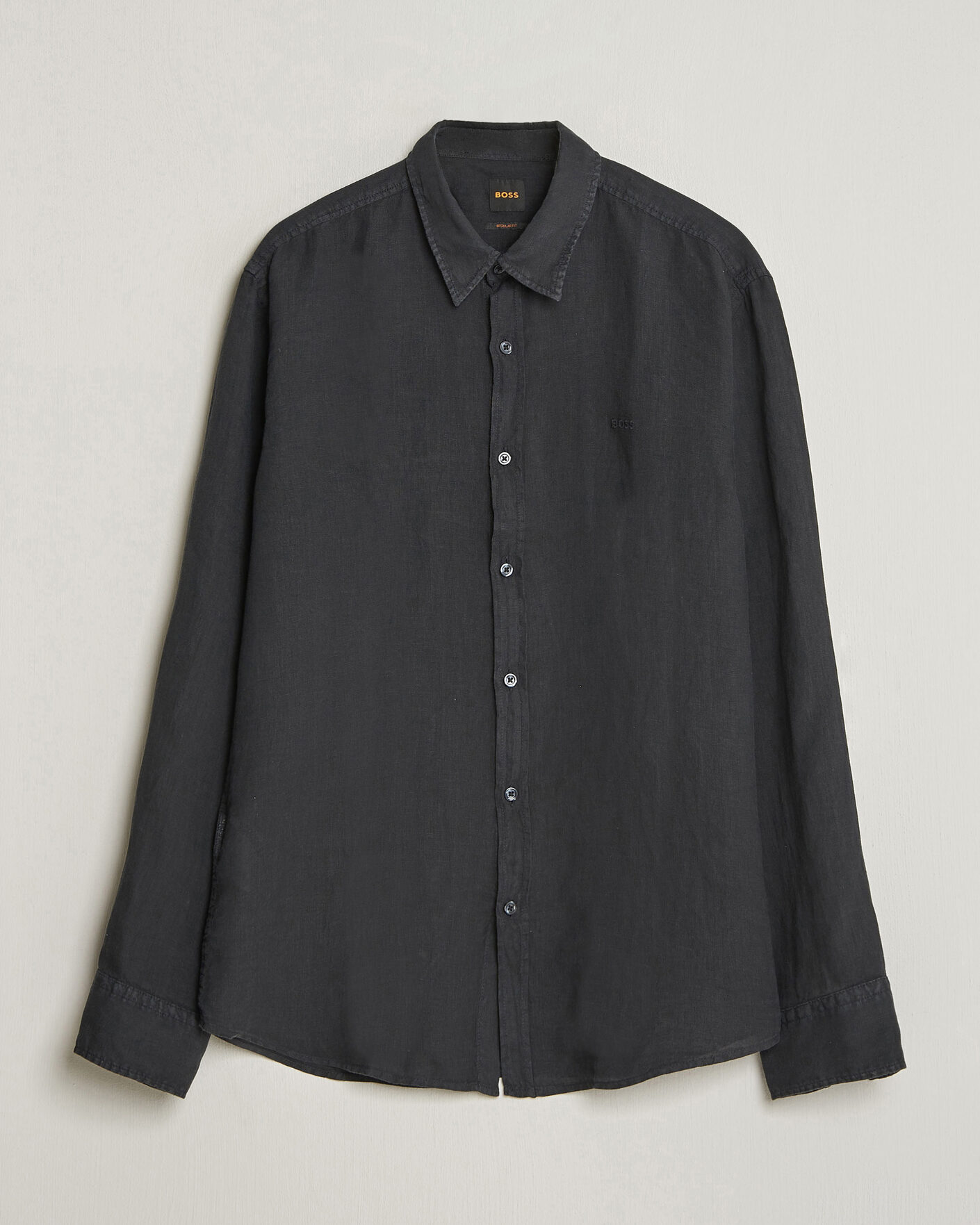 Heren | Overhemden | BOSS ORANGE | Relegant Linen Shirt Black