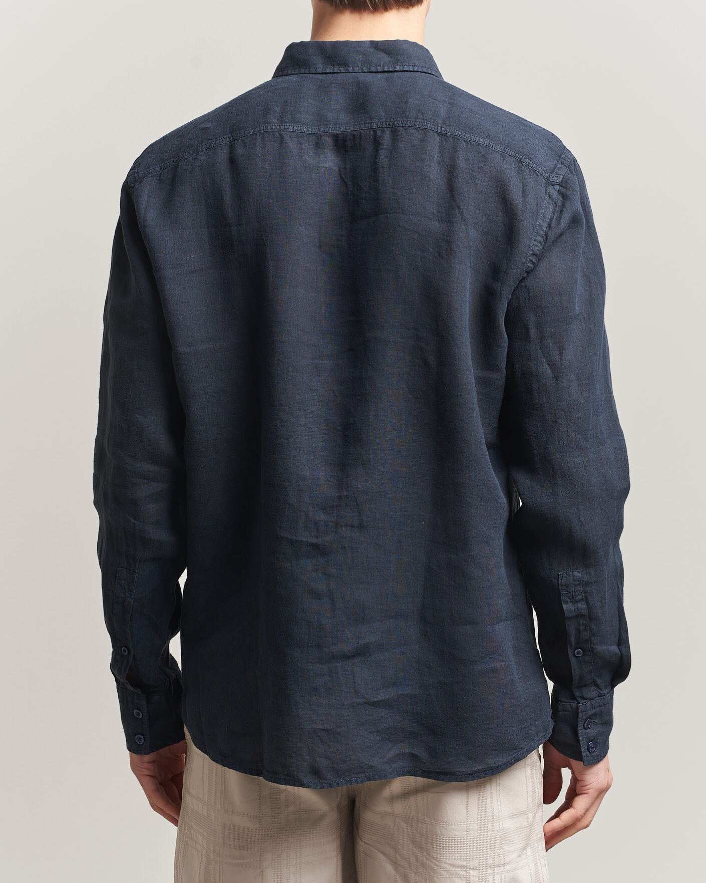 Heren | Overhemden | BOSS ORANGE | Relegant Linen Shirt Dark Blue