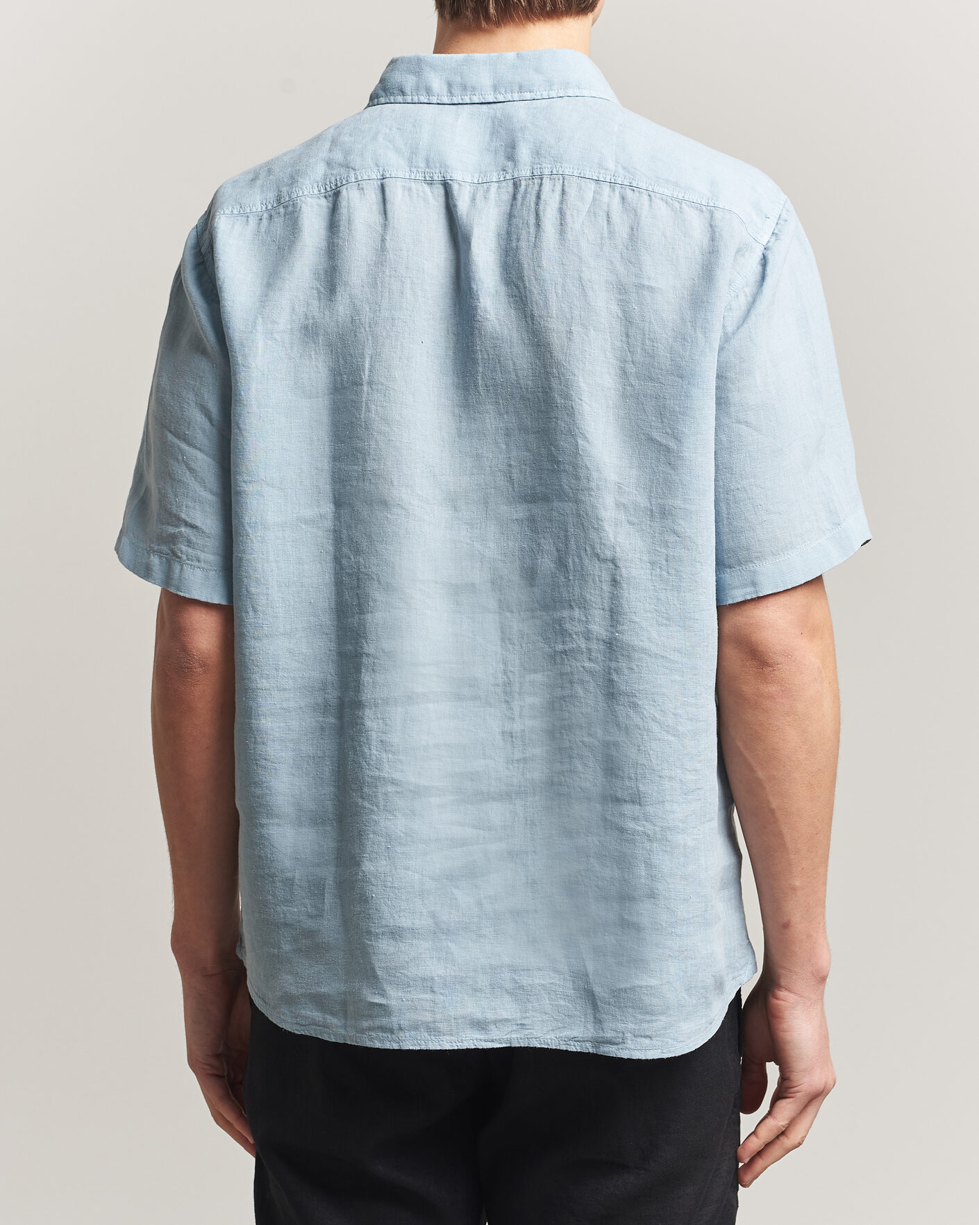 Homme | Chemises | BOSS ORANGE | Rash Linen Short Sleeve Shirt Light Blue