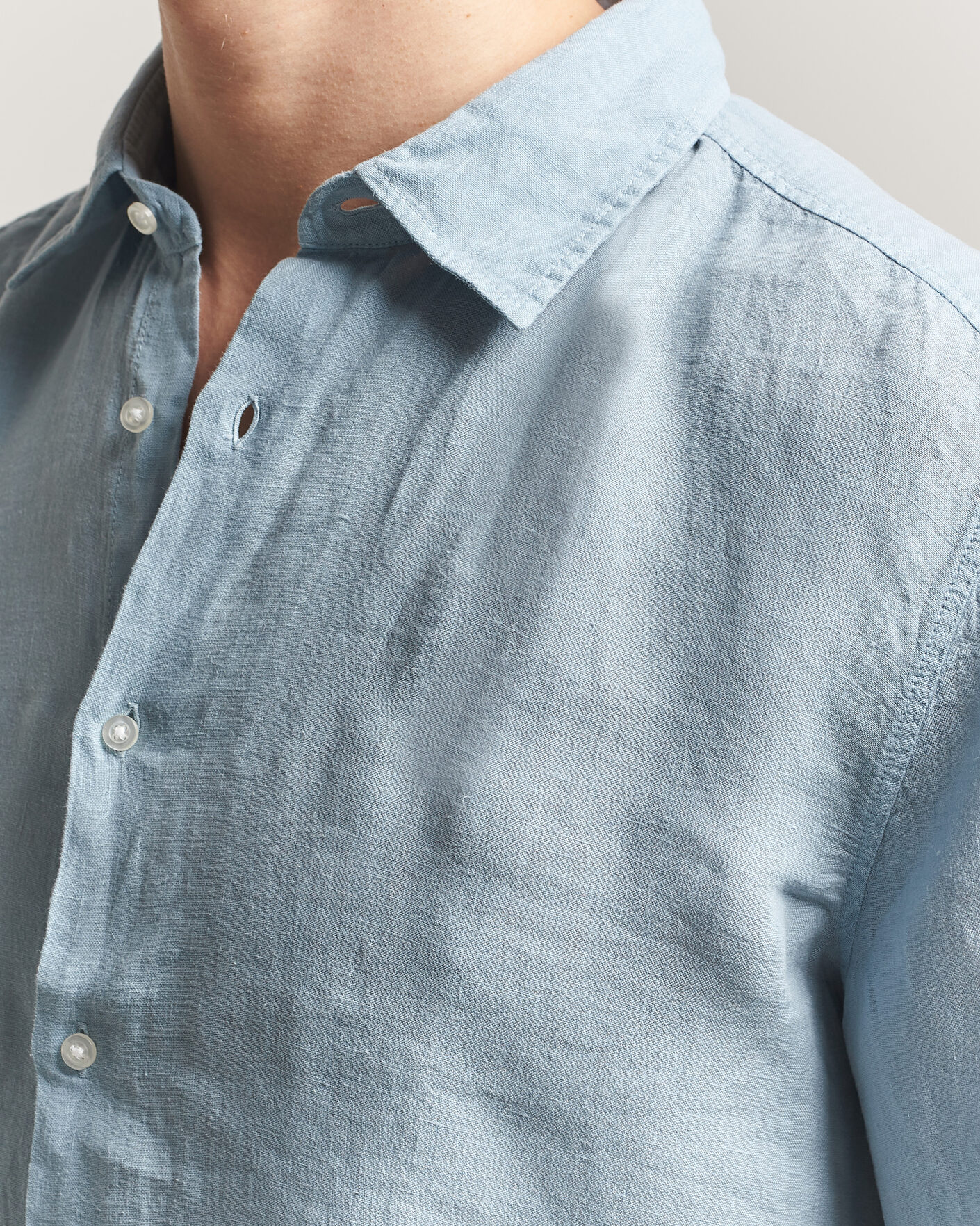 Homme | Chemises | BOSS ORANGE | Rash Linen Short Sleeve Shirt Light Blue
