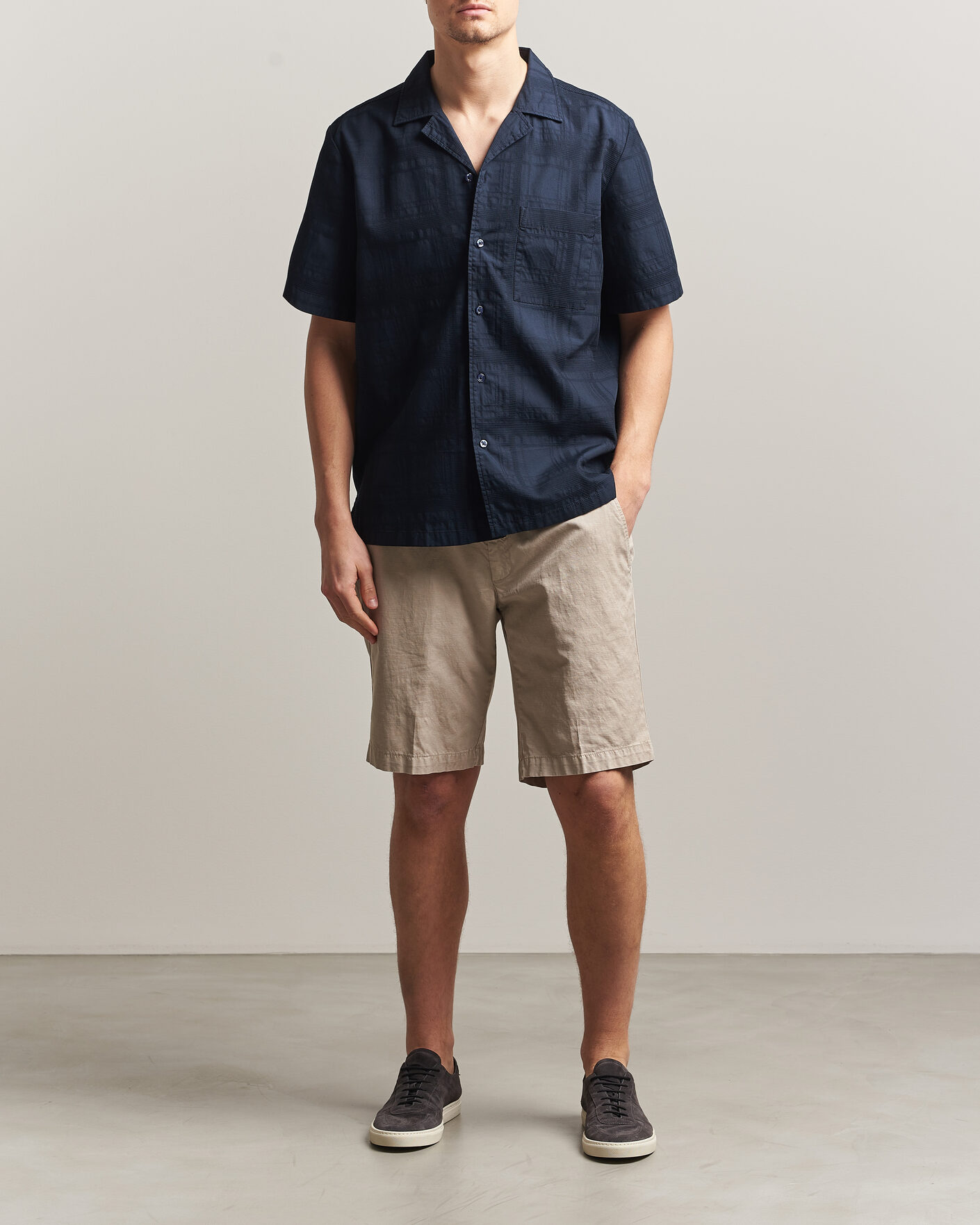 Heren | Overhemden | BOSS ORANGE | Rayer Cotton Resort Shirt Dark Blue