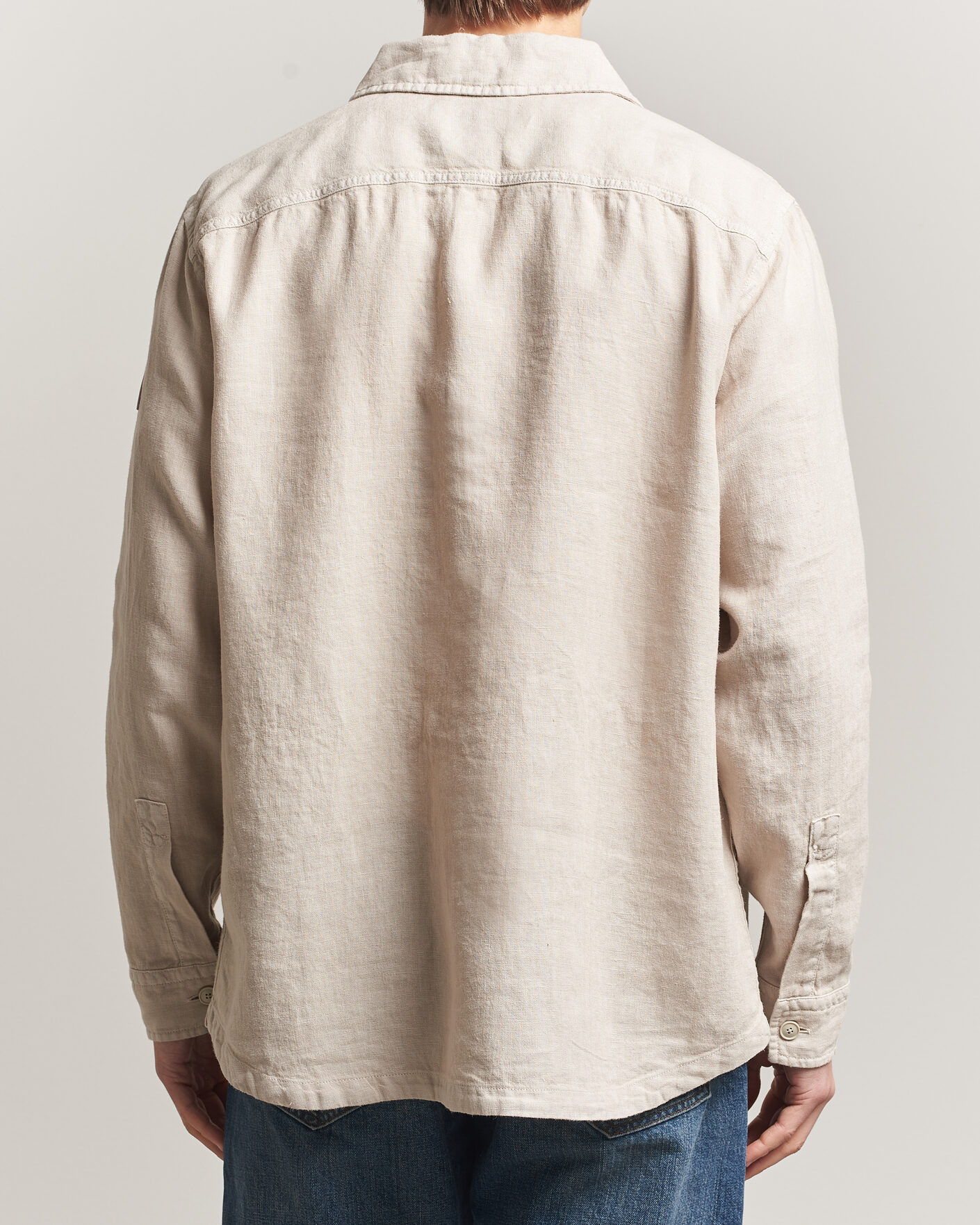Heren | Overhemden | BOSS ORANGE | Locky Linen Overshirt Beige