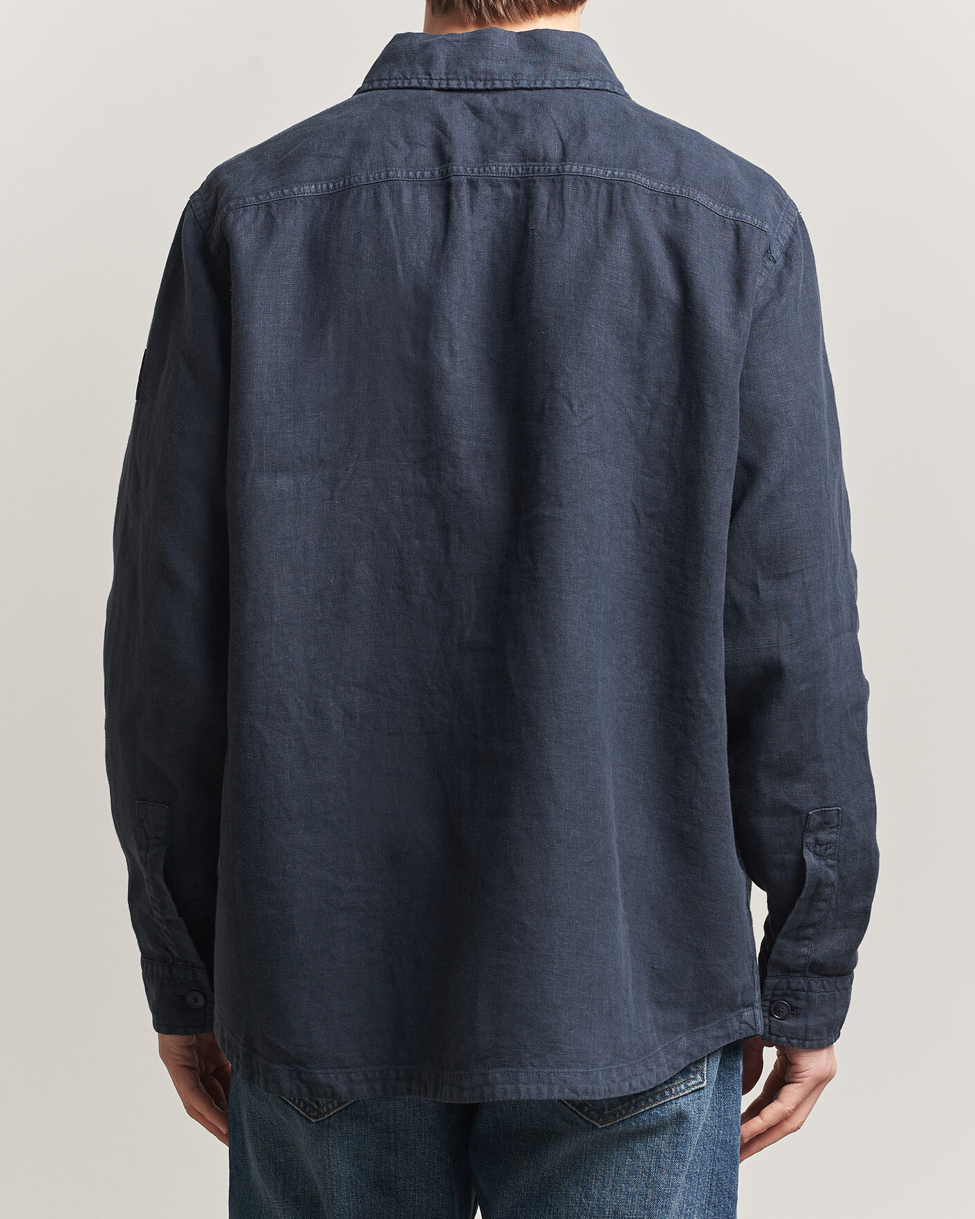 Heren | Overhemden | BOSS ORANGE | Locky Linen Overshirt Dark Blue