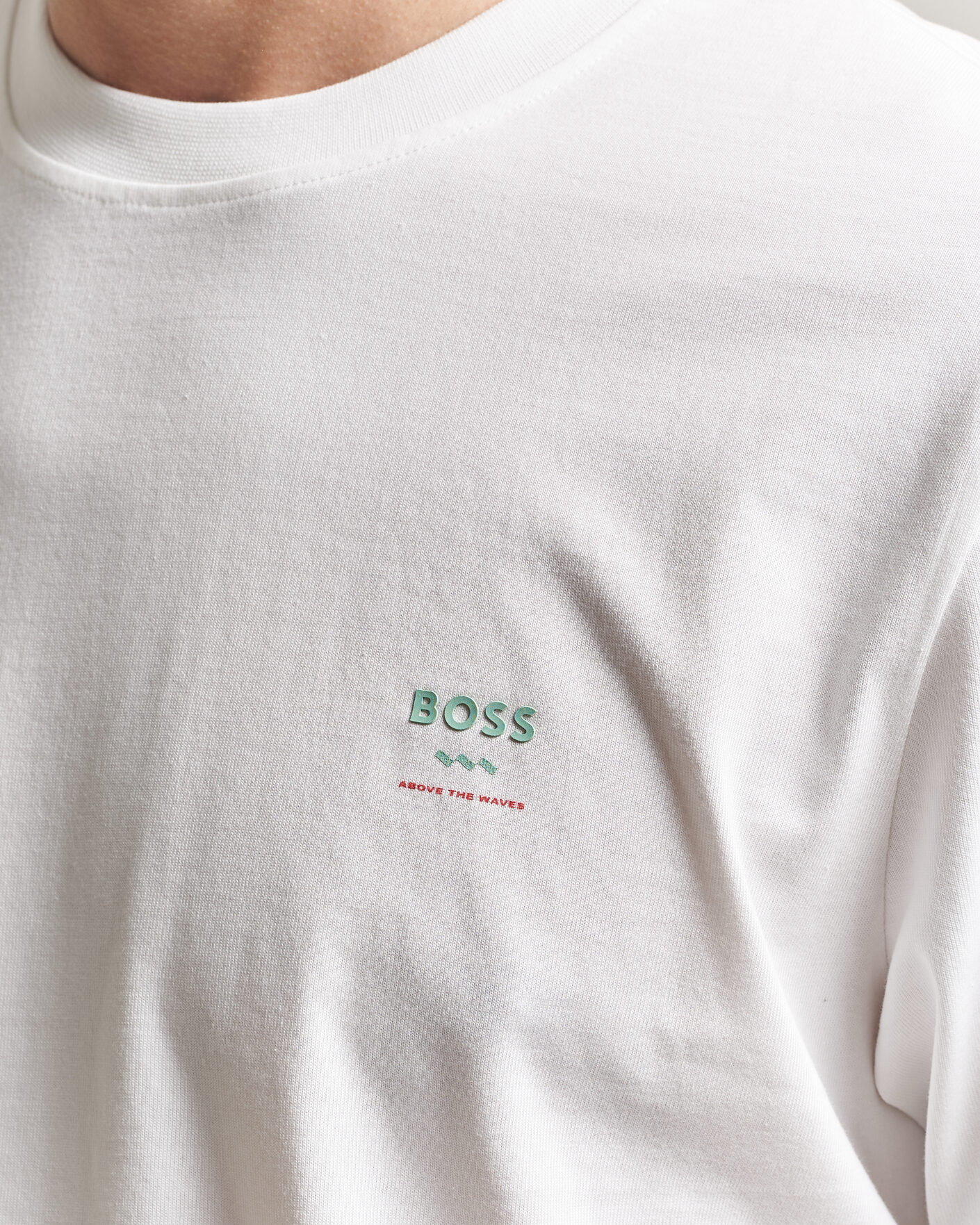 Heren | T-shirts | BOSS ORANGE | Groove Printed Crew Neck T-Shirt White