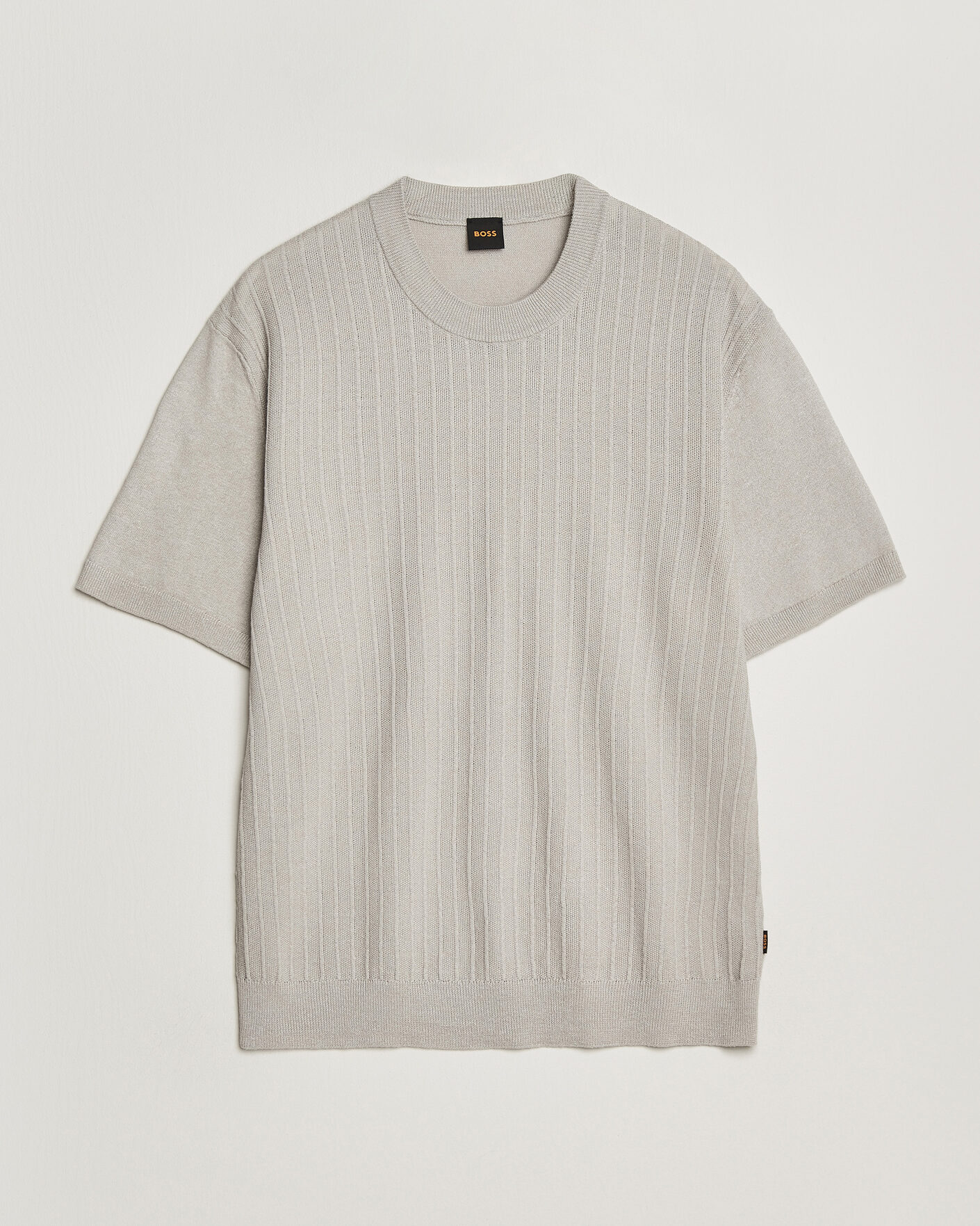 Homme | T-shirts | BOSS ORANGE | Kajordino Linen/Cotton Knitted T-Shirt Beige