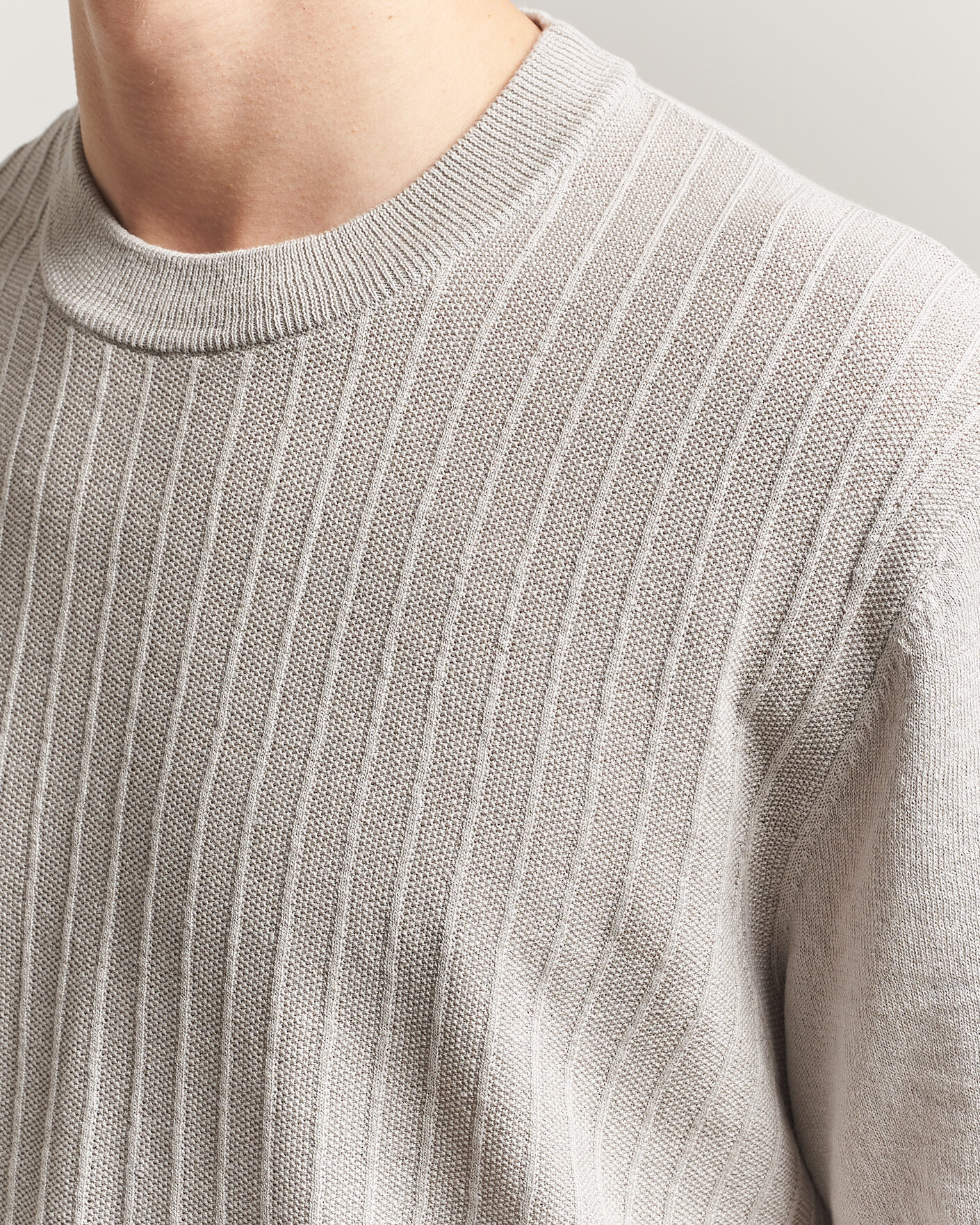 Heren | T-shirts | BOSS ORANGE | Kajordino Linen/Cotton Knitted T-Shirt Beige