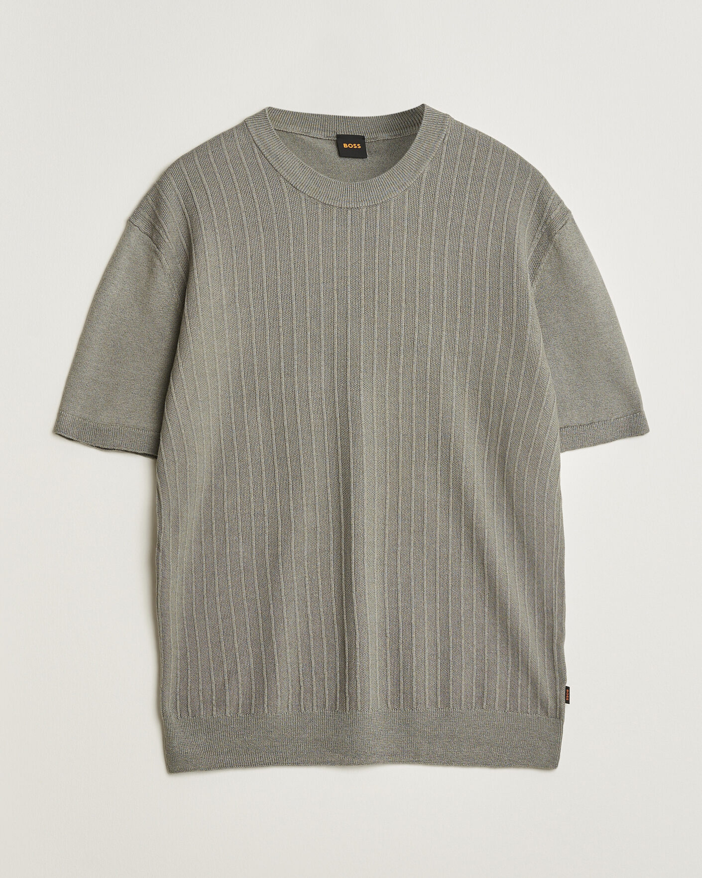 Heren | T-shirts | BOSS ORANGE | Kajordino Linen/Cotton Knitted T-Shirt Green