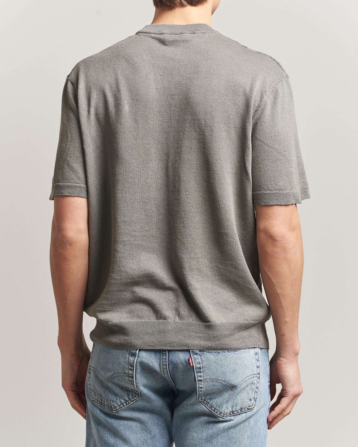 Heren | T-shirts | BOSS ORANGE | Kajordino Linen/Cotton Knitted T-Shirt Green