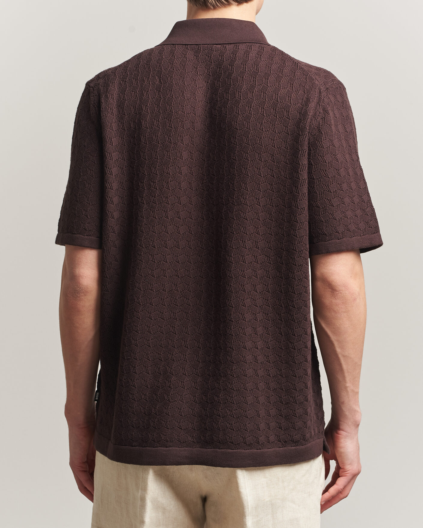 Heren | Overhemden | BOSS BLACK | Nappo Knitted Short Sleeve Shirt Dark Brown