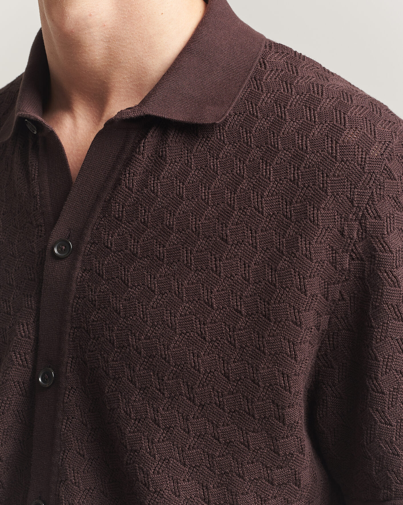 Heren | Overhemden | BOSS BLACK | Nappo Knitted Short Sleeve Shirt Dark Brown