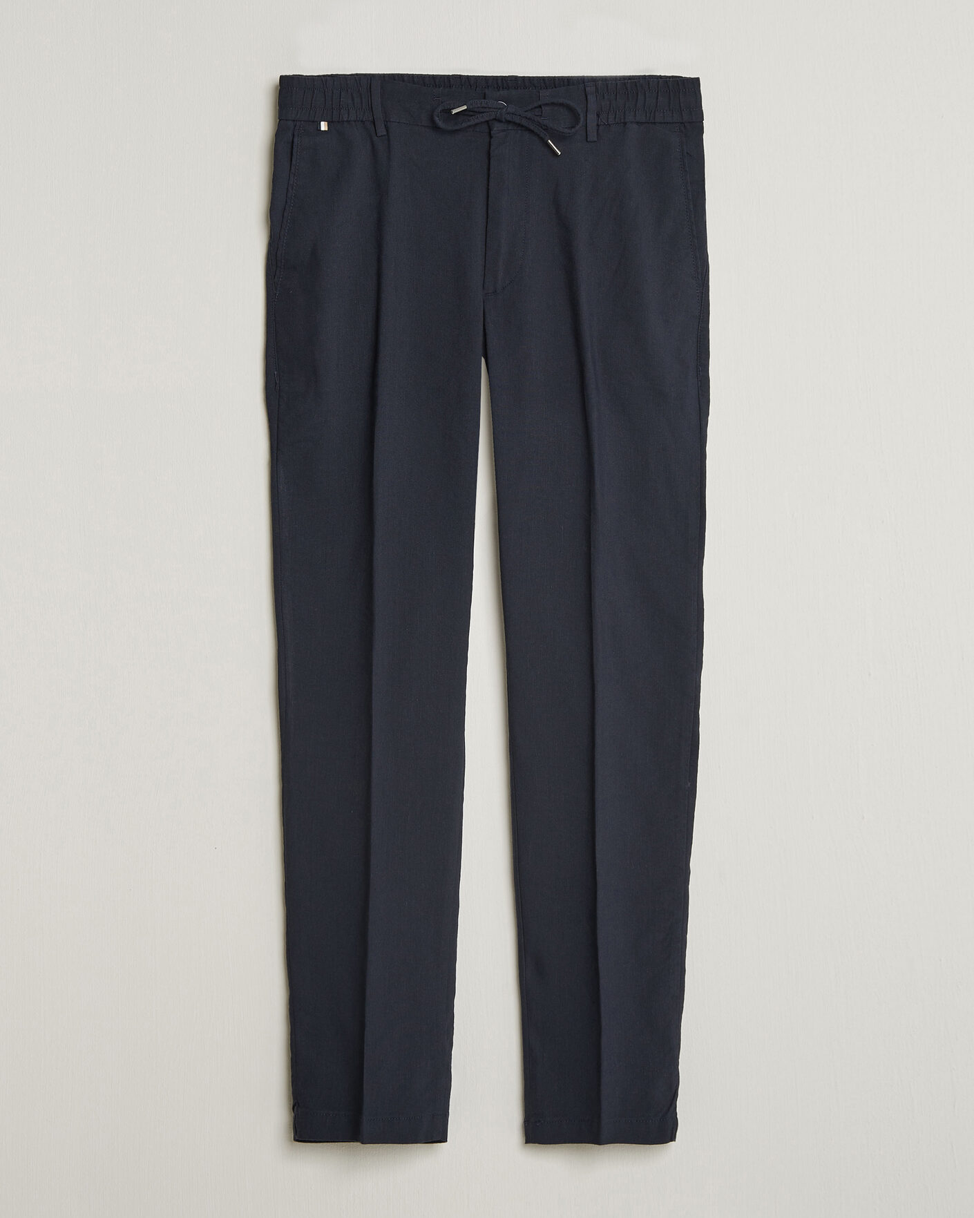 Homme | Pantalons | BOSS BLACK | Kane Linen Drawstring Trousers Dark Blue