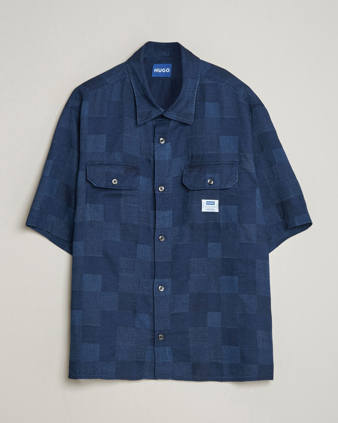 Heren | Overhemden | HUGO | Ekyno Workwear Short Sleeve Shirt Dark Blue