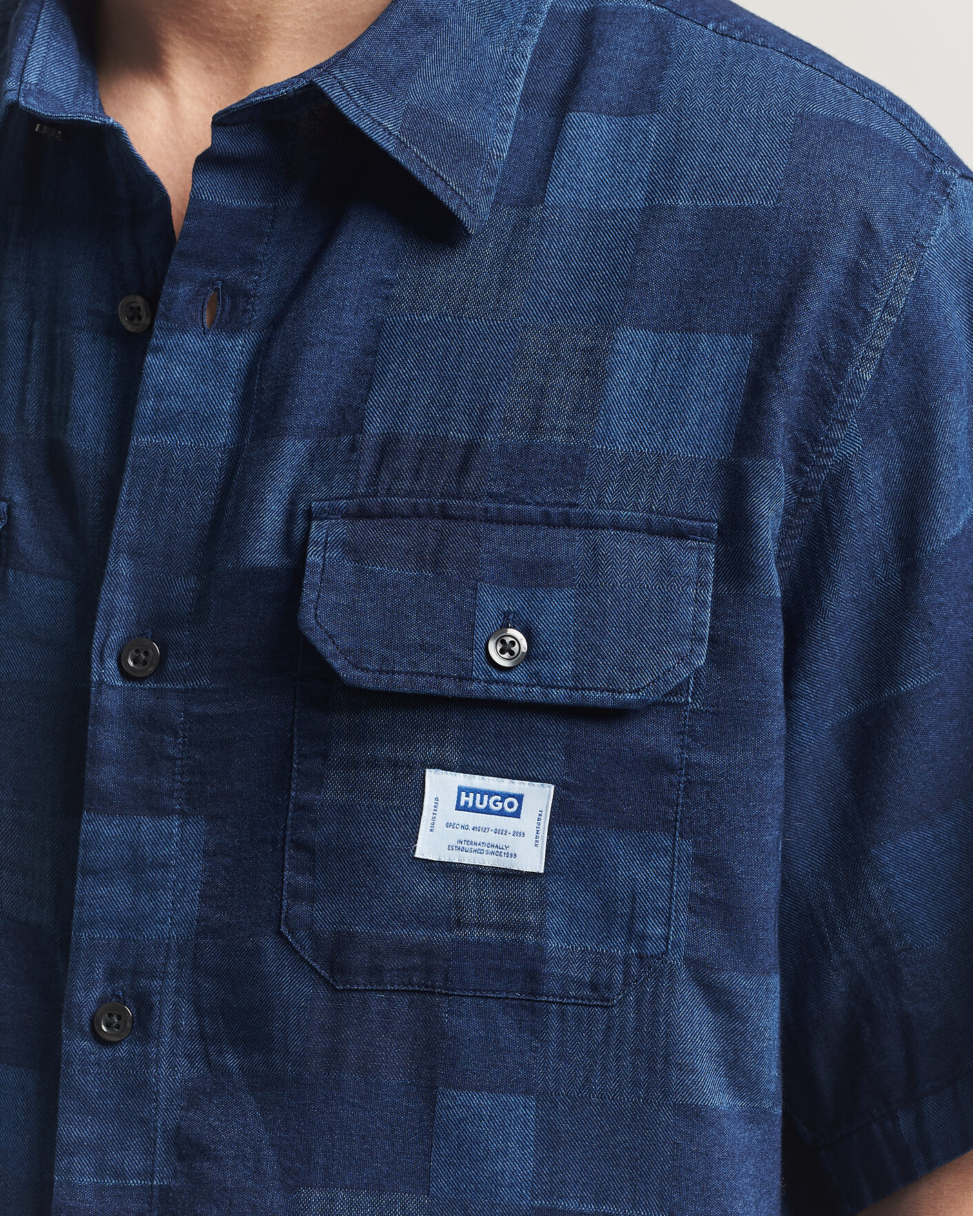 Homme | Chemises | HUGO | Ekyno Workwear Short Sleeve Shirt Dark Blue