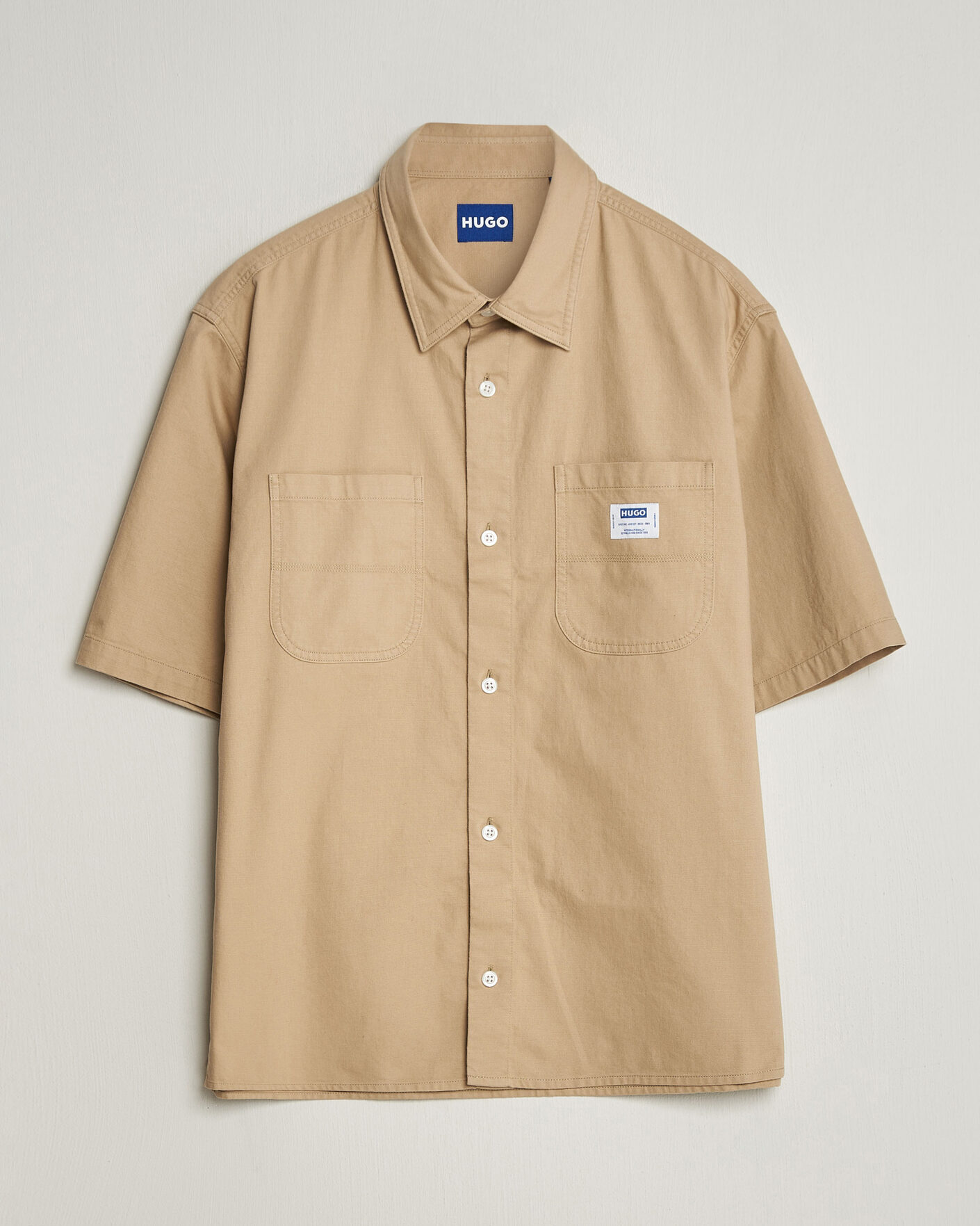 Heren | Overhemden | HUGO | Ebwin Workwear Short Sleeve Shirt Medium Beige
