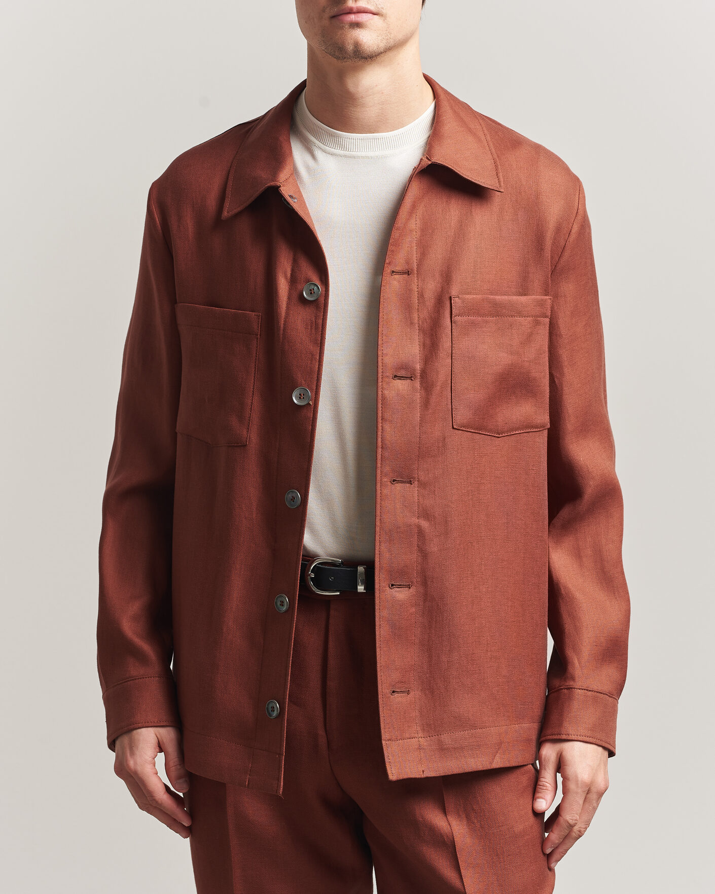 Homme | Chemises | BOSS CAMEL | Corvin Linen Overshirt Medium Brown
