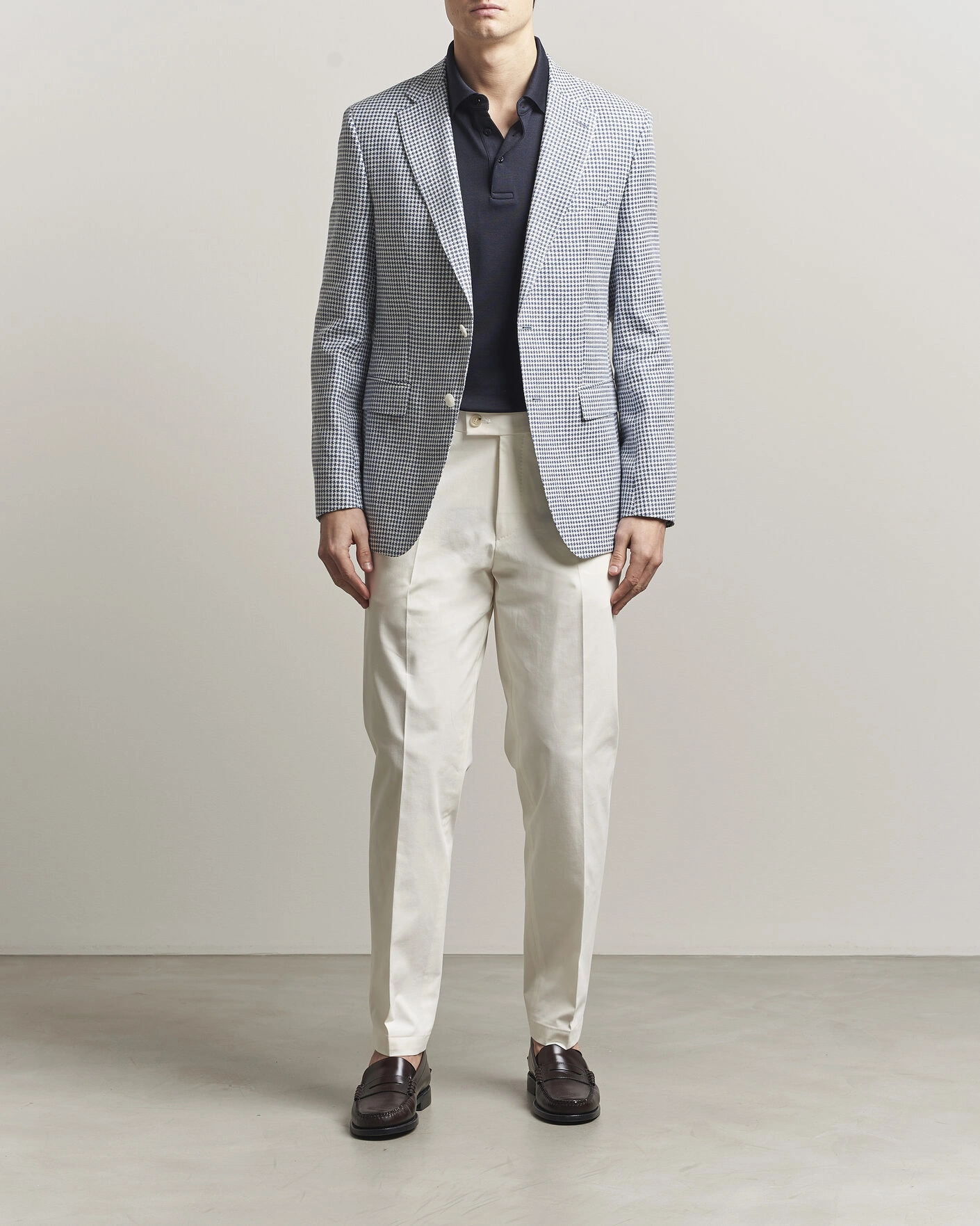Heren | Broeken | BOSS CAMEL | Peet Cotton Pleated Trousers Open White