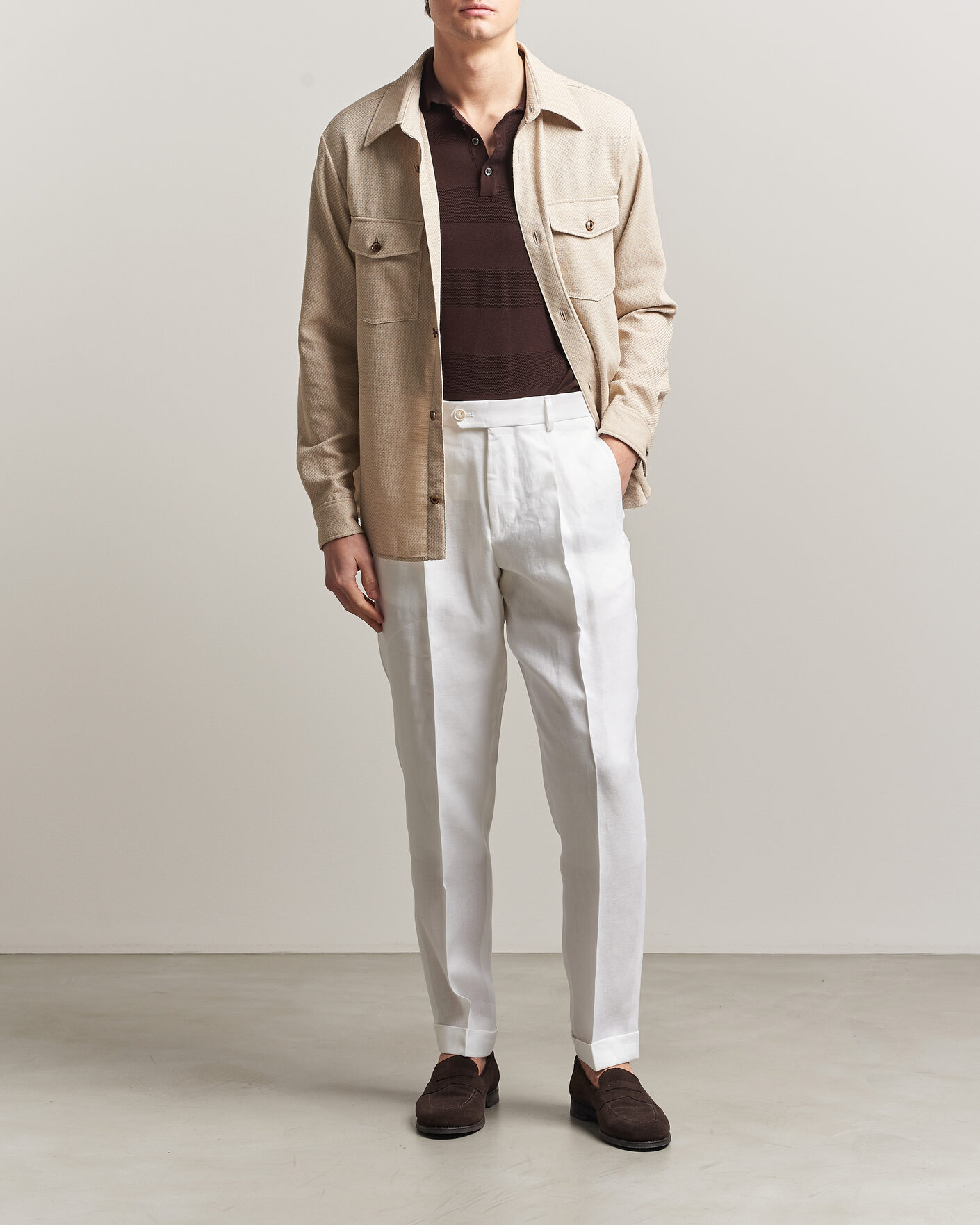 Homme | Pantalons | BOSS CAMEL | Peet Linen Pleated Trousers White