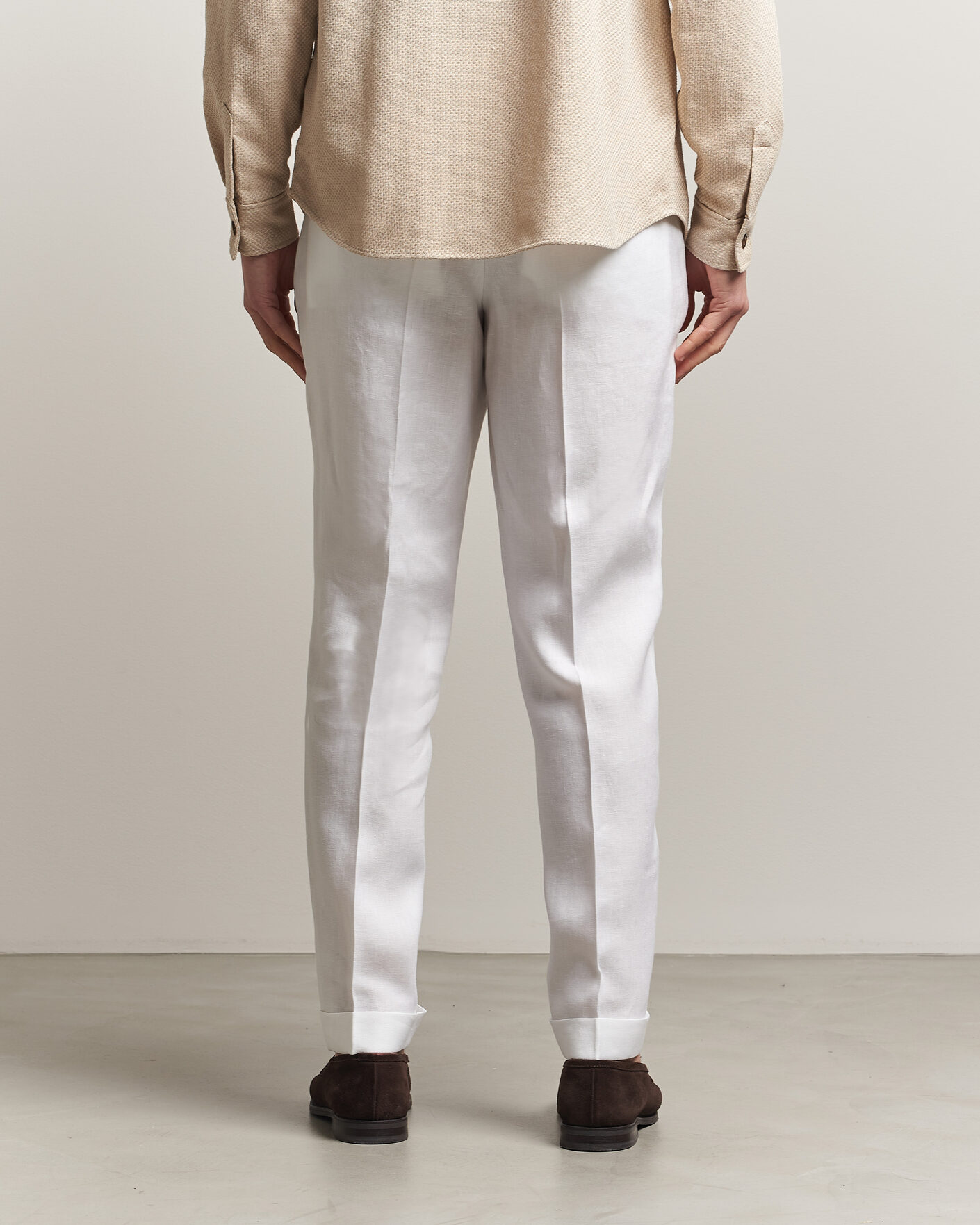 Homme | Pantalons | BOSS CAMEL | Peet Linen Pleated Trousers White