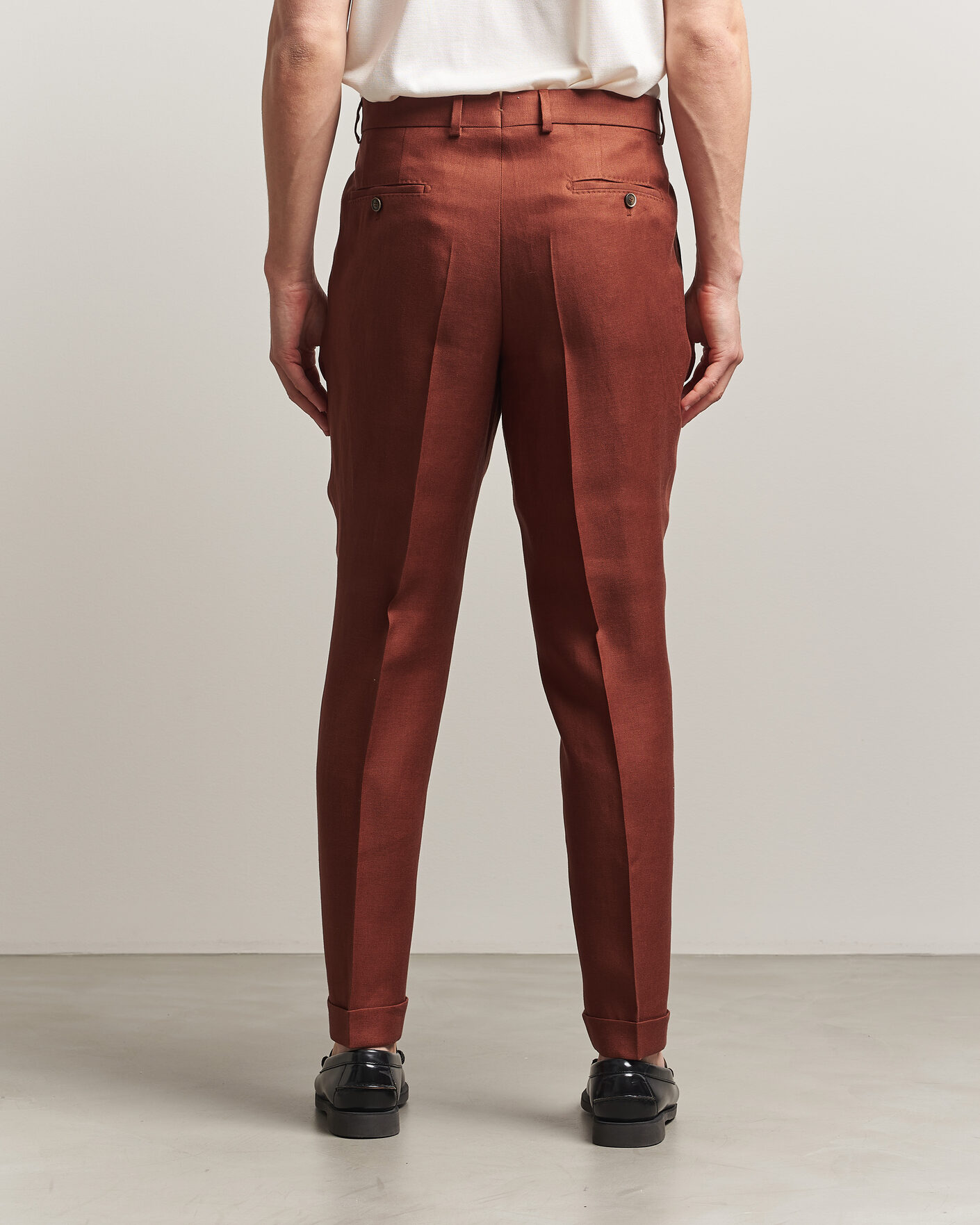 Heren | Broeken | BOSS CAMEL | Peet Linen Pleated Trousers Rust