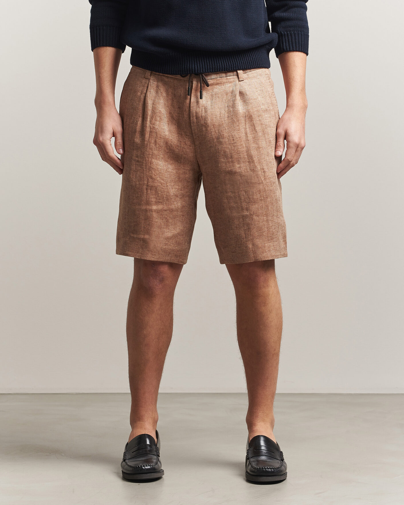 Homme | Shorts | BOSS CAMEL | Peet Linen Drawstring Shorts Medium Beige