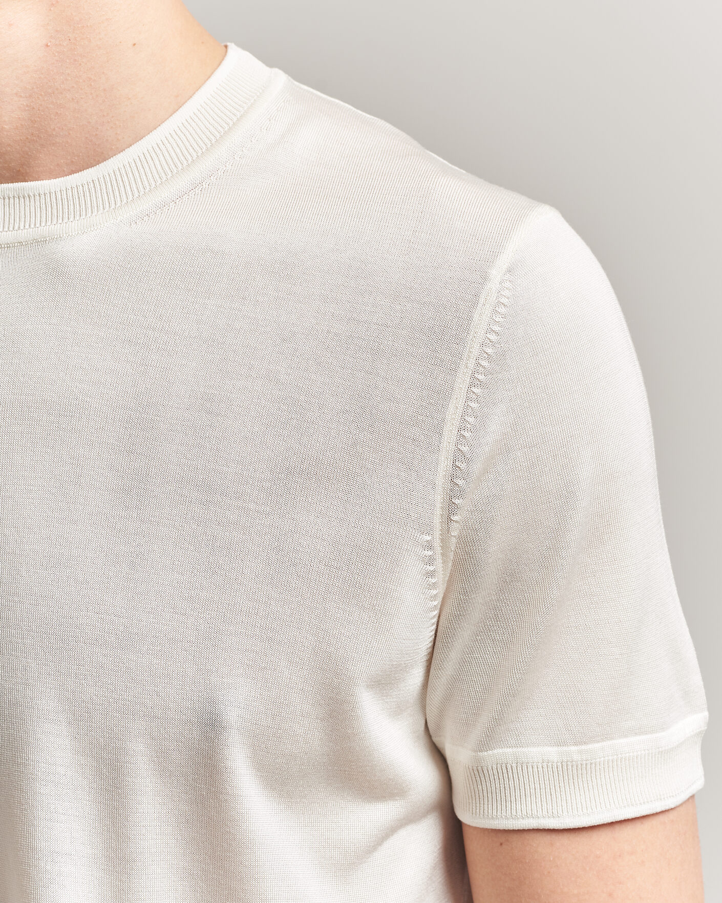Heren | T-shirts | BOSS CAMEL | Nottano Silk Knitted T-Shirt Open White