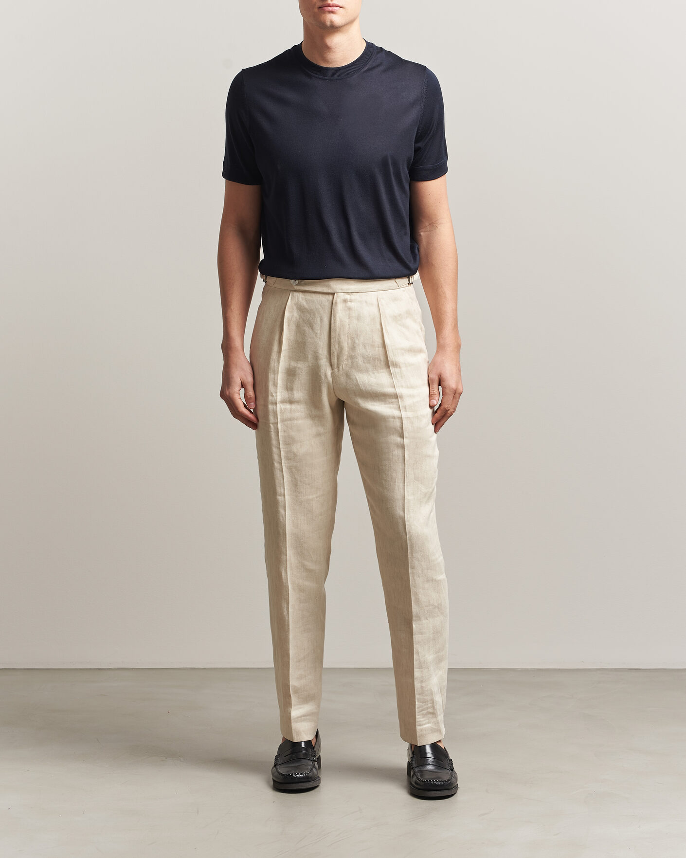 Homme | T-shirts | BOSS CAMEL | Nottano Silk Knitted T-Shirt Dark Blue