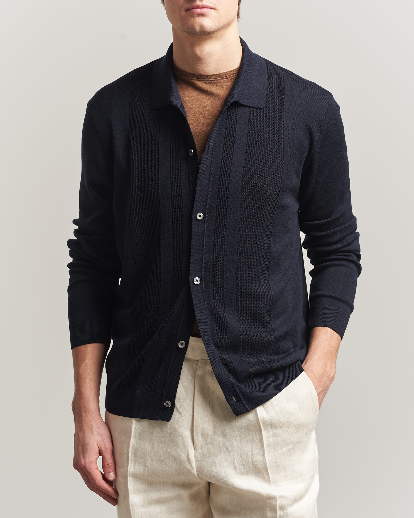 Homme | Pulls Et Tricots | BOSS CAMEL | Nicolo Silk Knitted Cardigan Dark Blue