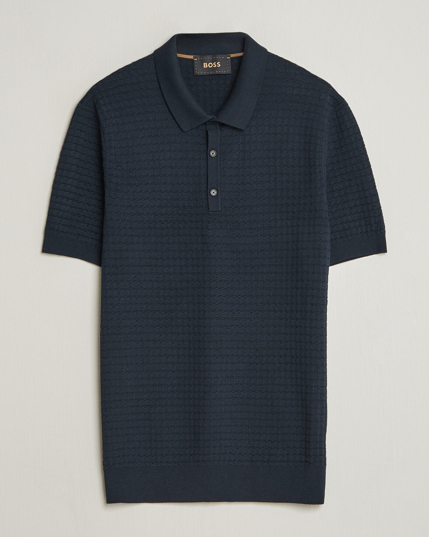 Heren | Polo's | BOSS CAMEL | Nadalione Silk/Cotton Knitted Polo Dark Blue