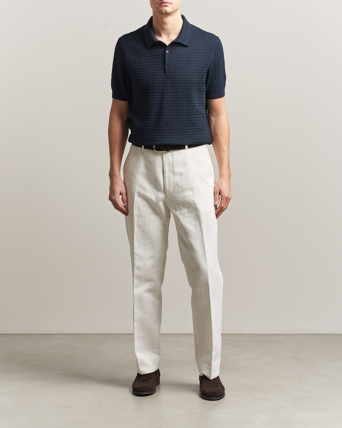 Heren | Polo's | BOSS CAMEL | Nadalione Silk/Cotton Knitted Polo Dark Blue