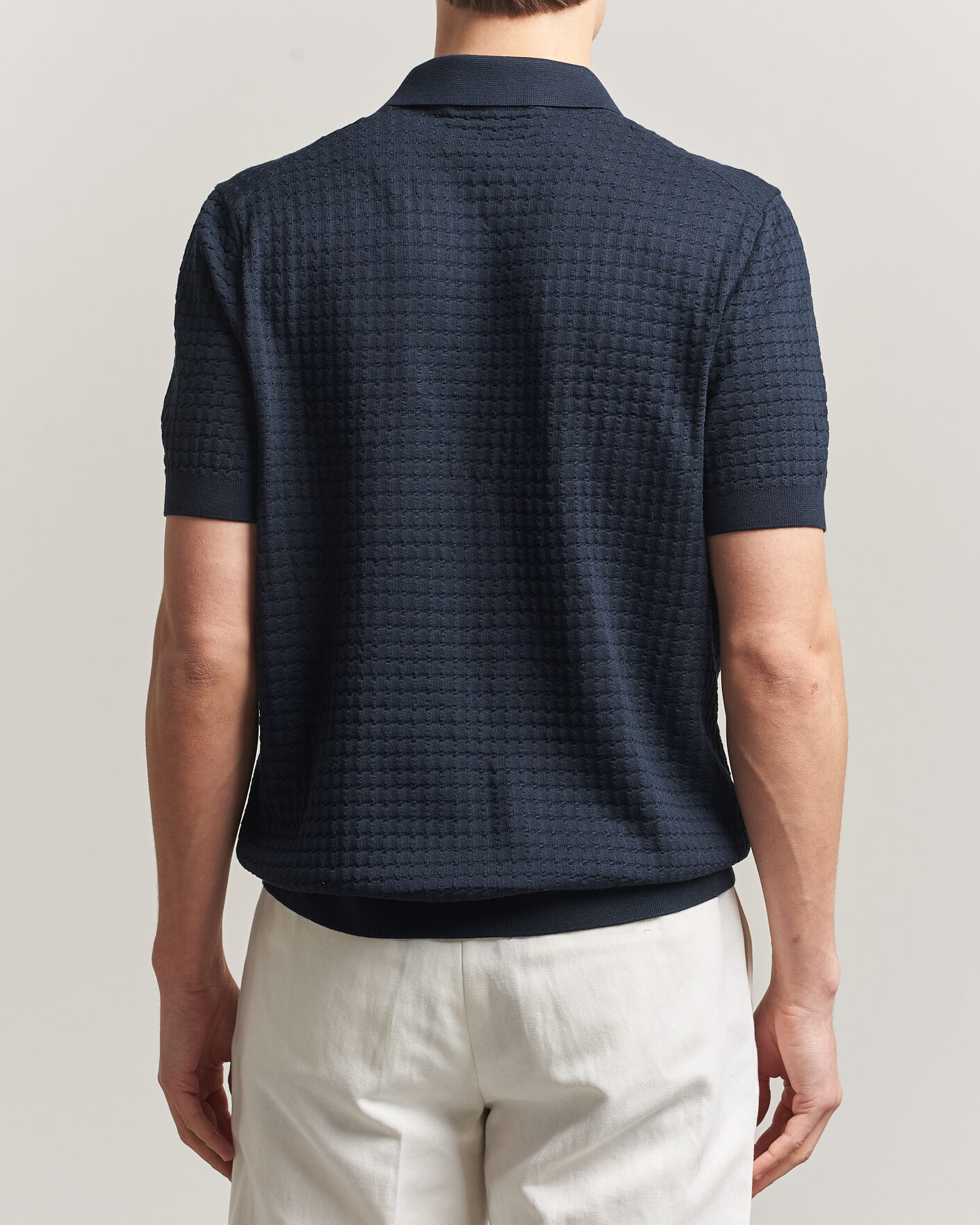 Heren | Polo's | BOSS CAMEL | Nadalione Silk/Cotton Knitted Polo Dark Blue