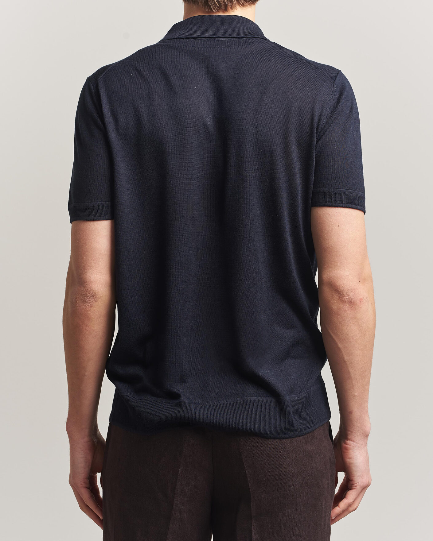 Heren | Polo's | BOSS CAMEL | Novo Silk Knitted Polo Dark Blue