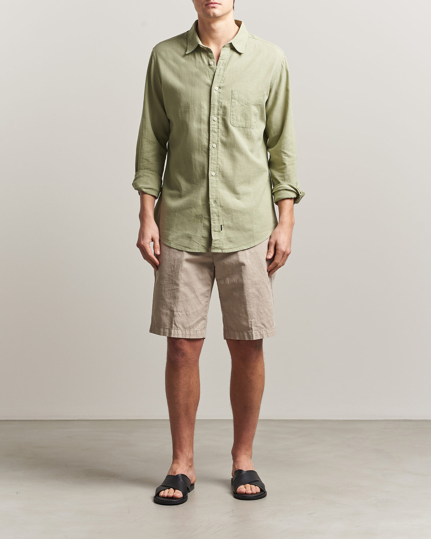 Heren | Overhemden | Dockers | Slim Linen/Cotton Shirt Tea