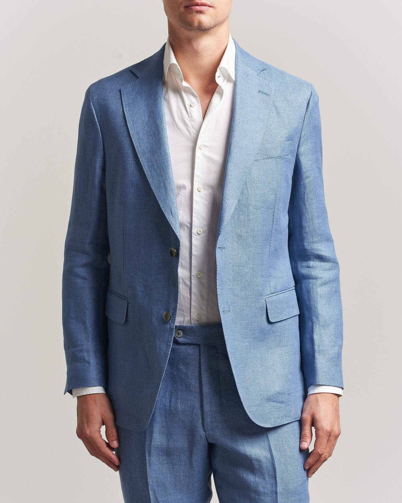 Heren | Blazers | Oscar Jacobson | Ferry Soft Linen Blazer Light Blue