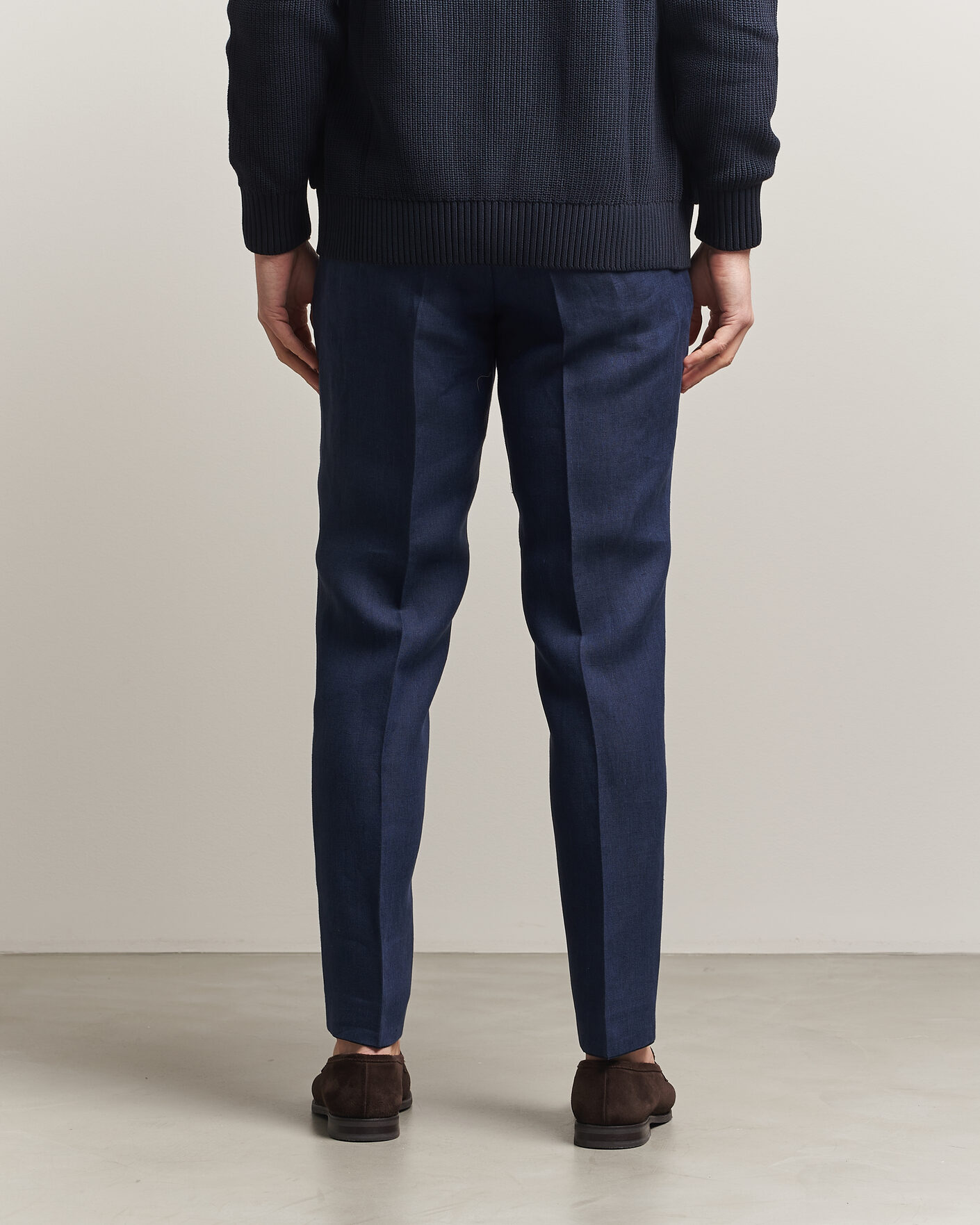 Heren | Broeken | Oscar Jacobson | Dandy Linen Trousers Navy