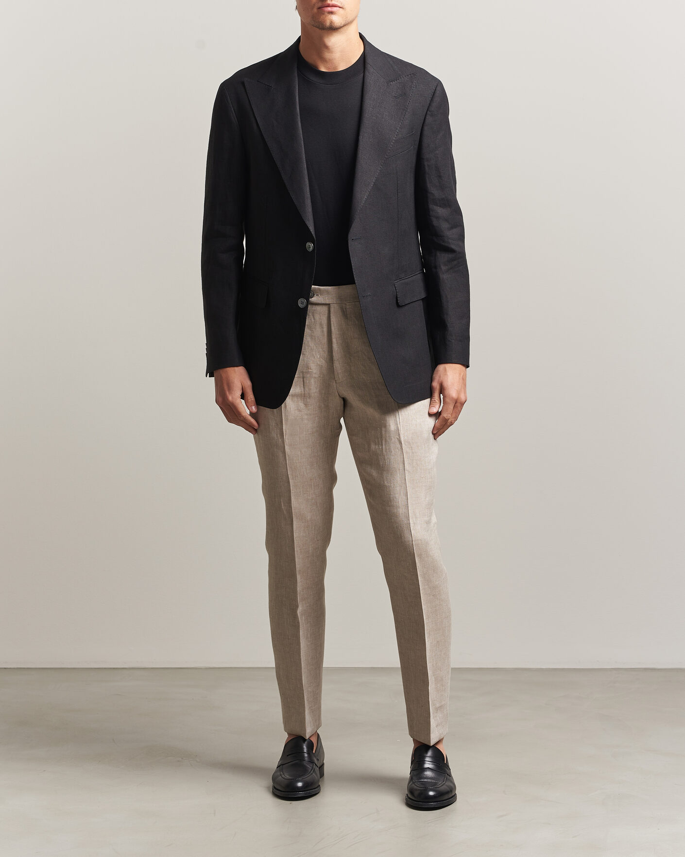 Homme | Pantalons | Oscar Jacobson | Dandy Linen Trousers Beige