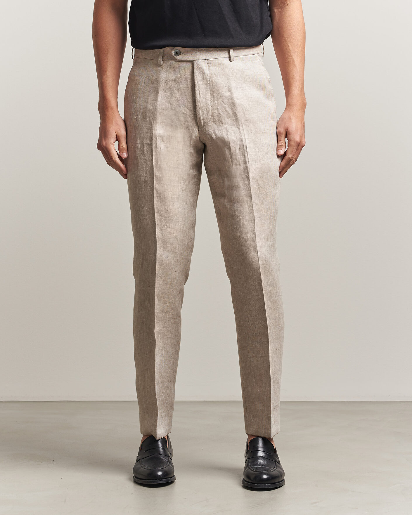 Homme | Pantalons | Oscar Jacobson | Dandy Linen Trousers Beige