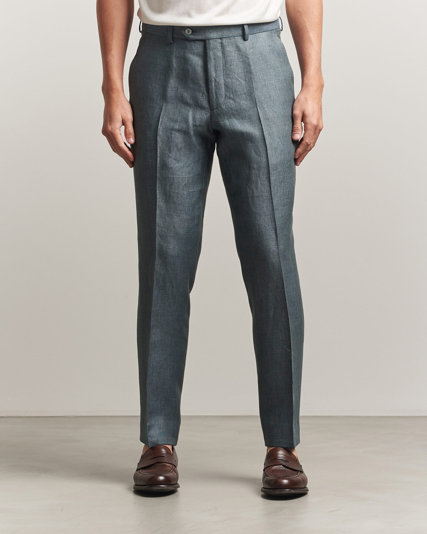 Heren | Broeken | Oscar Jacobson | Dandy Linen Trousers Green
