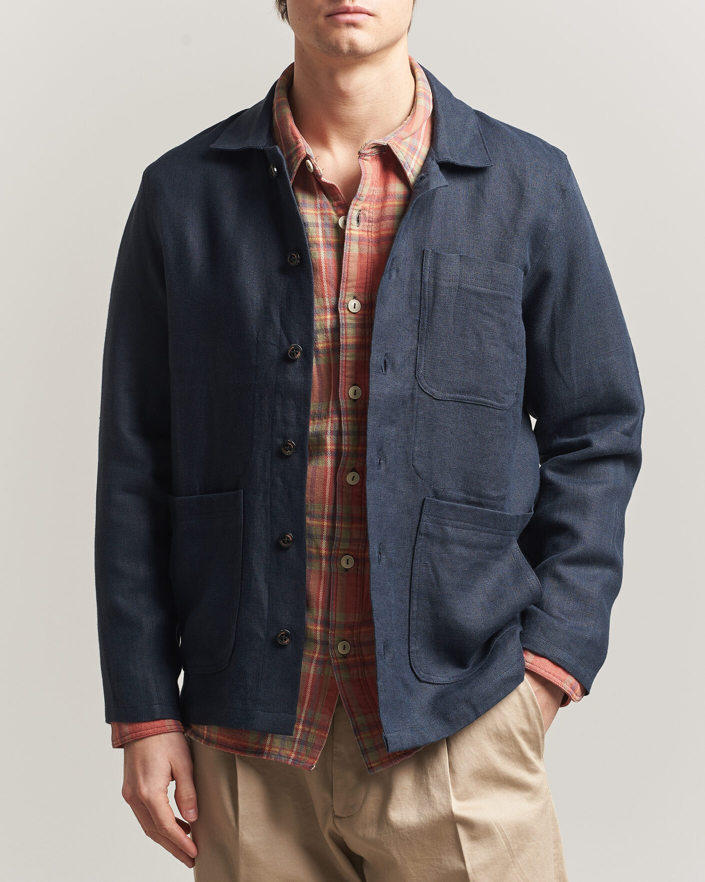 Heren | Overhemden | Peregrine | Windsor Linen Shacket Navy
