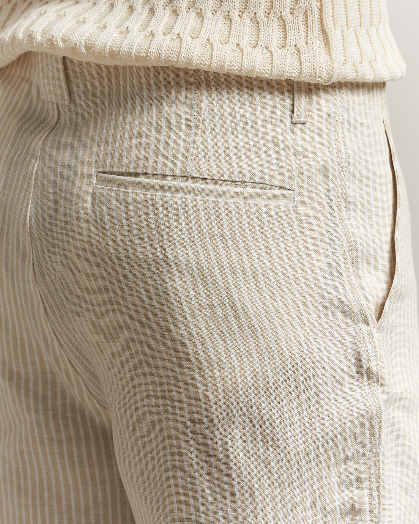 Heren | Overhemden | Peregrine | Windsor Linen Shorts Beige Stripe
