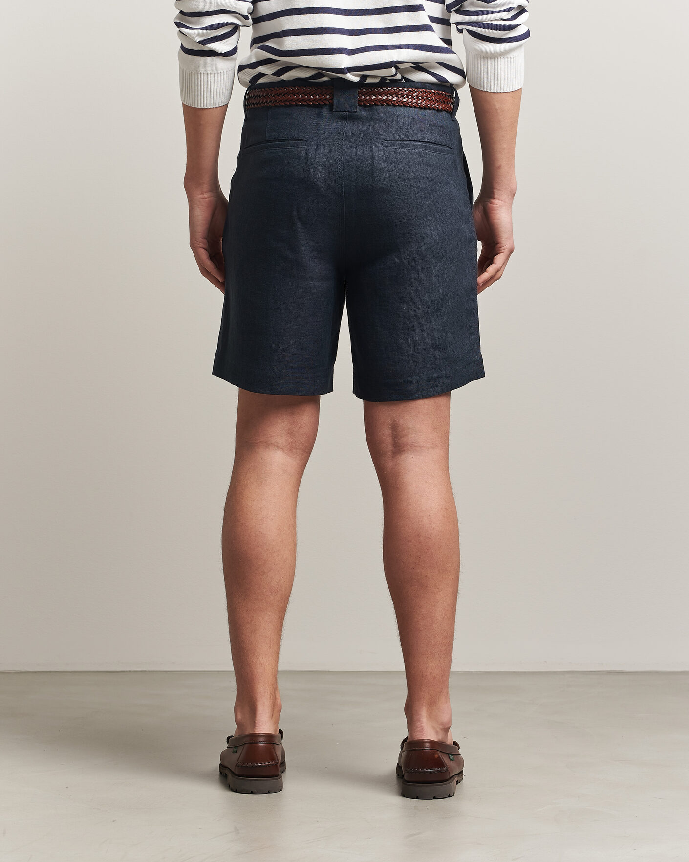 Heren | Korte broek | Peregrine | Windsor Linen Shorts Navy Stripe