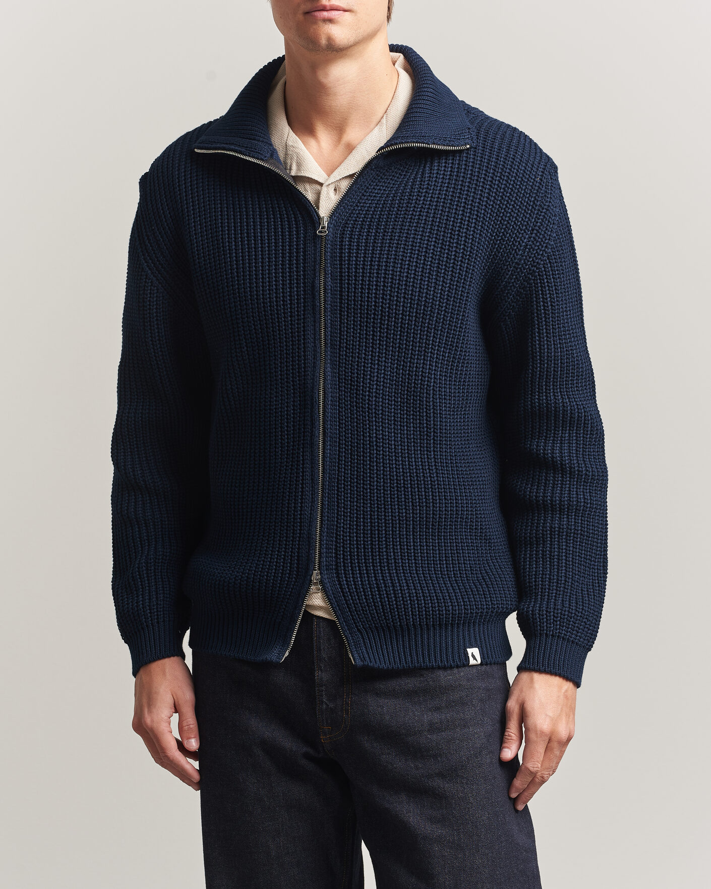 Homme | Pulls Et Tricots | Peregrine | River Cotton Zip Cardigan Navy