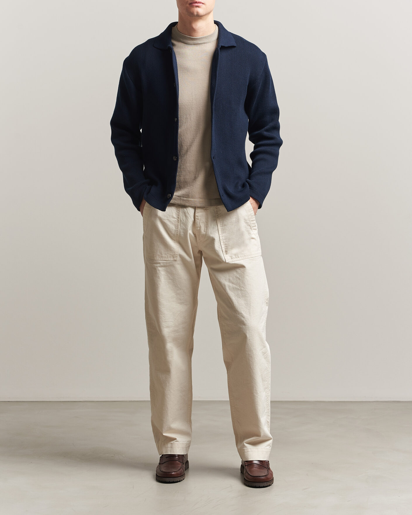 Heren | Truien | Peregrine | River Knitted Cotton Schacket Navy