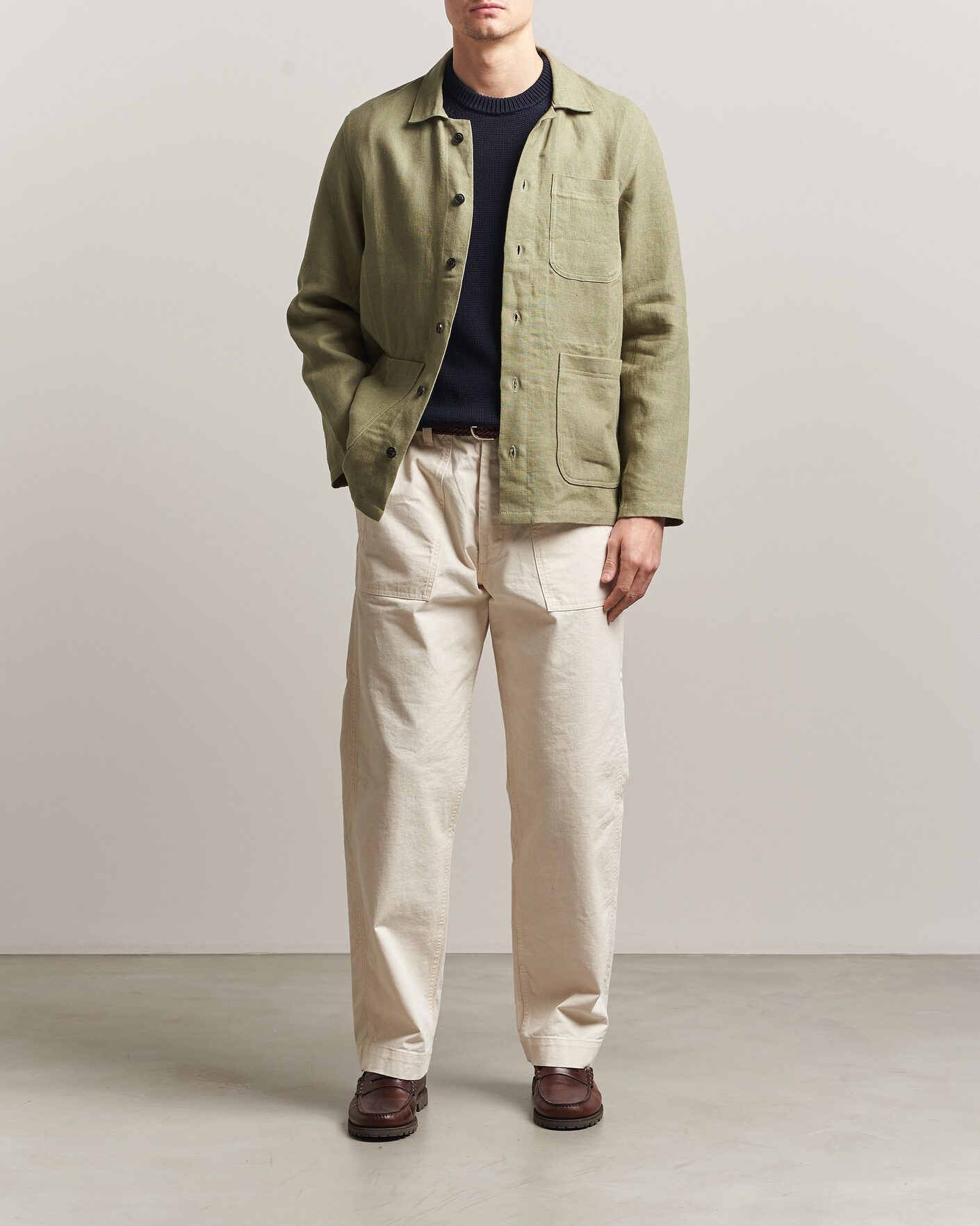 Heren | Overhemden | Peregrine | Windsor Linen Shacket Khaki