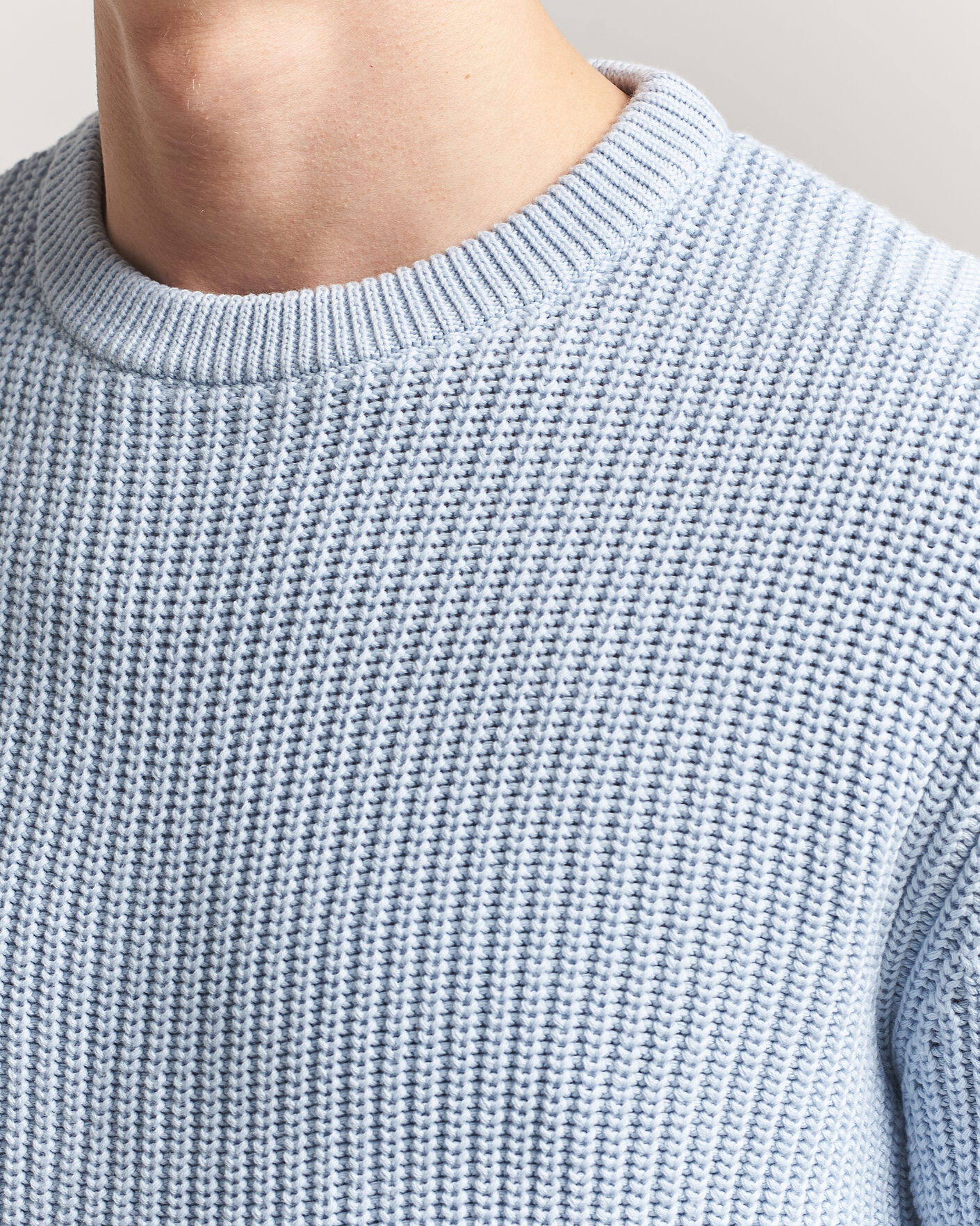 Homme | Pulls Et Tricots | Morgano | Supersoft Egyptian Cotton Fisher Man Crew Light Blue